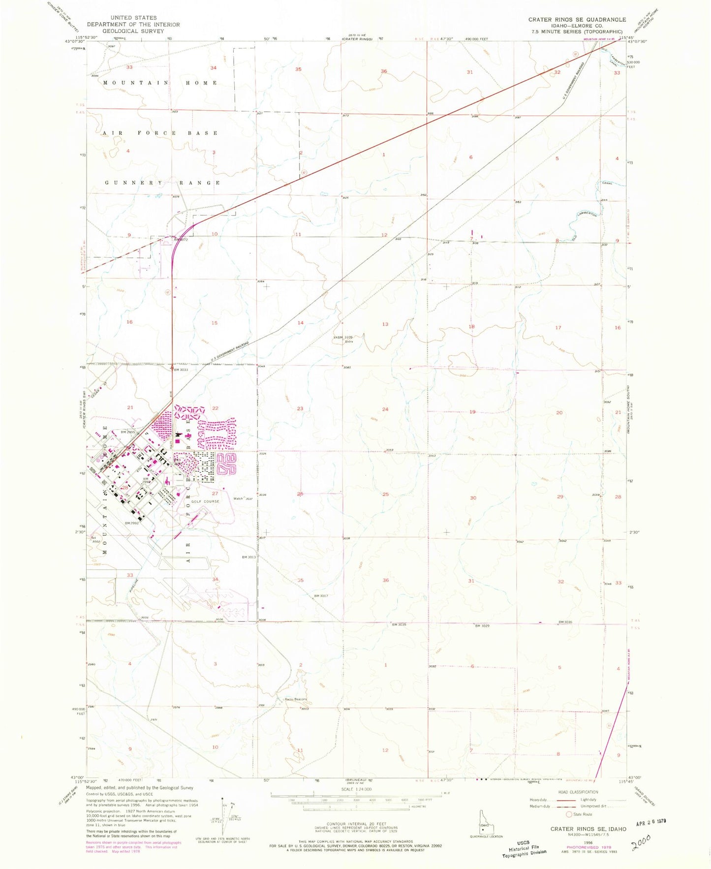 Classic USGS Crater Rings SE Idaho 7.5'x7.5' Topo Map Image