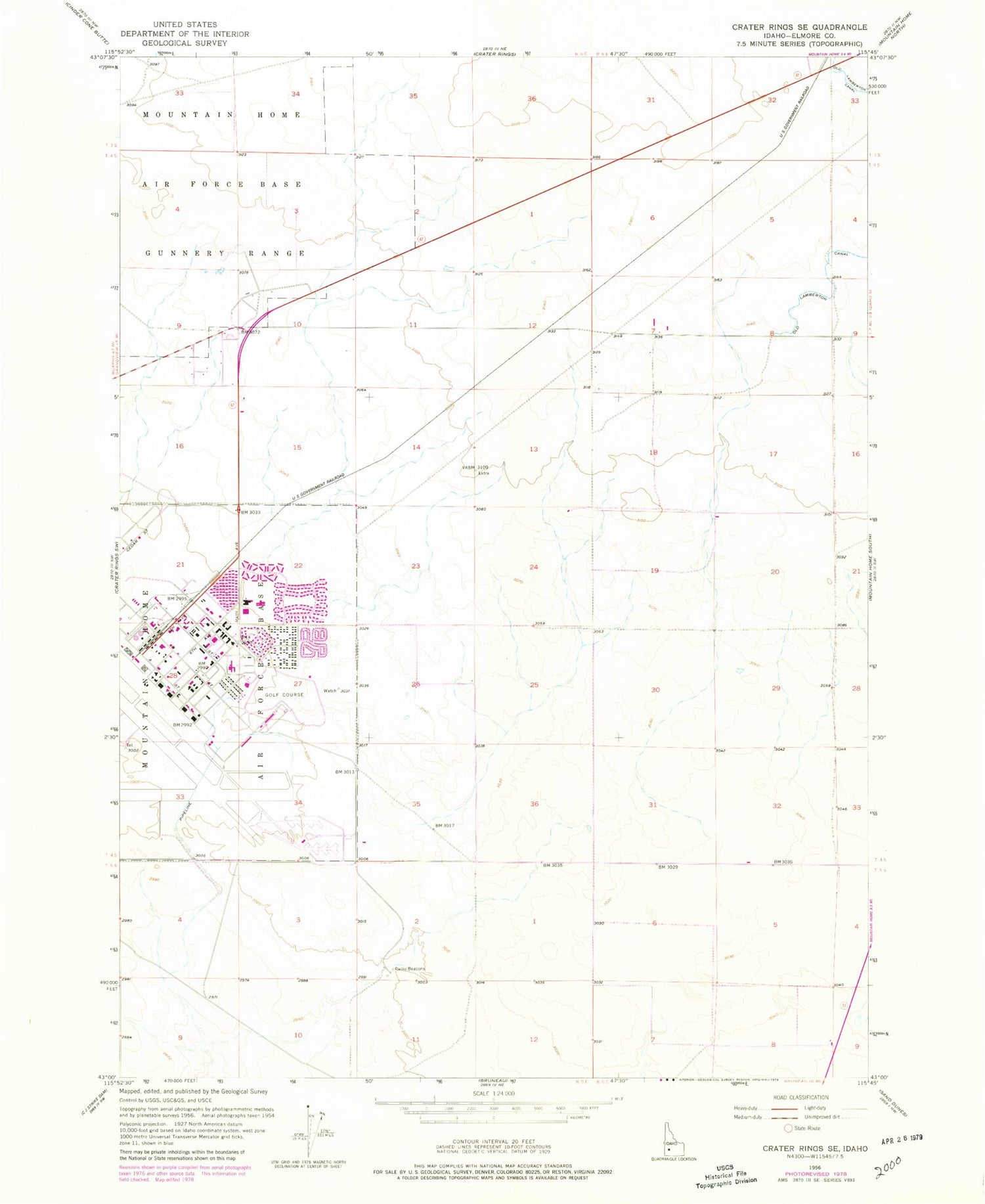 Classic USGS Crater Rings SE Idaho 7.5'x7.5' Topo Map Image