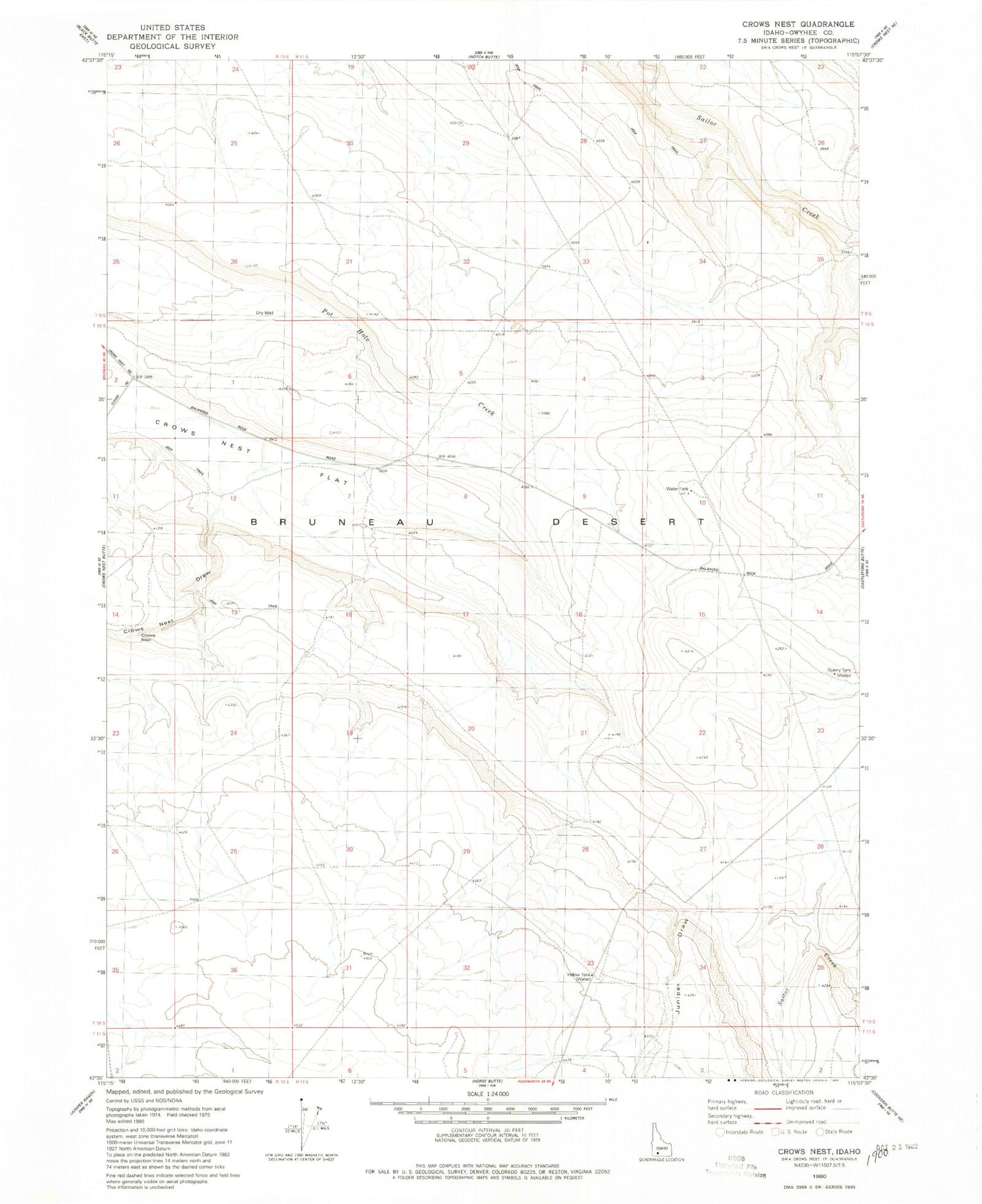 Classic USGS Crows Nest Idaho 7.5'x7.5' Topo Map Image