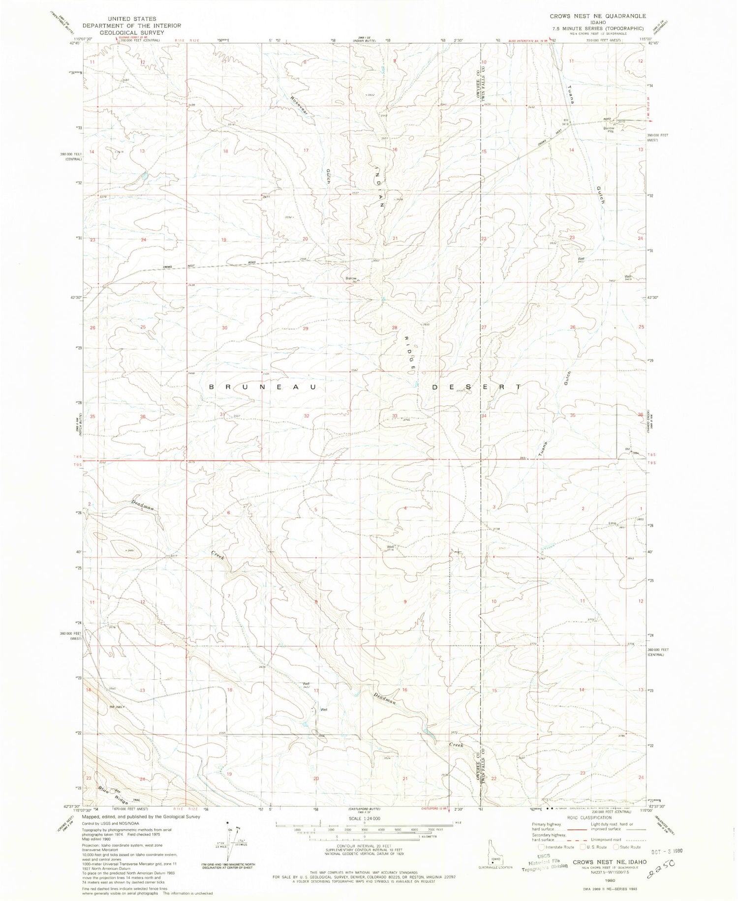 Classic USGS Crows Nest NE Idaho 7.5'x7.5' Topo Map Image
