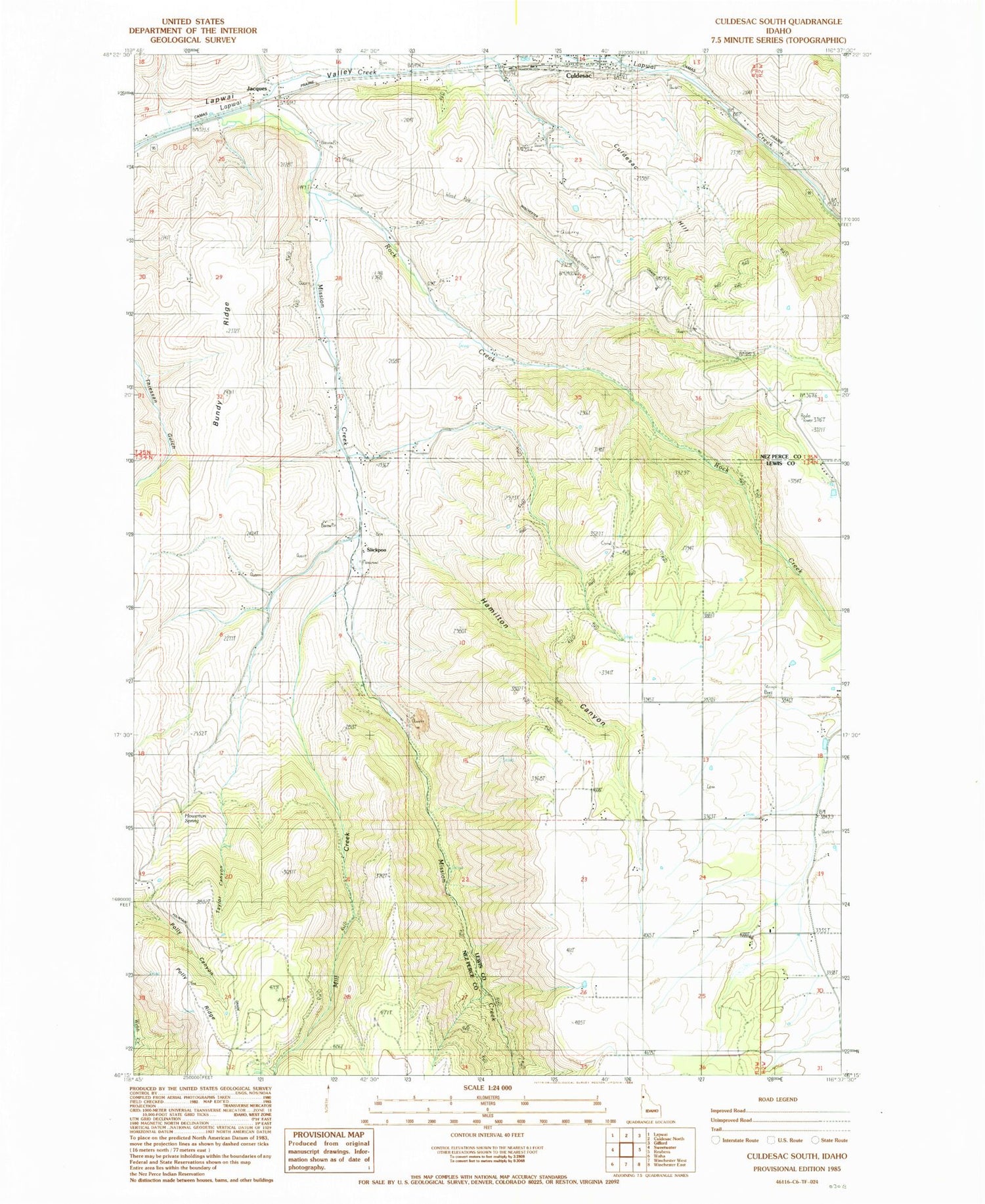 Classic USGS Culdesac South Idaho 7.5'x7.5' Topo Map Image