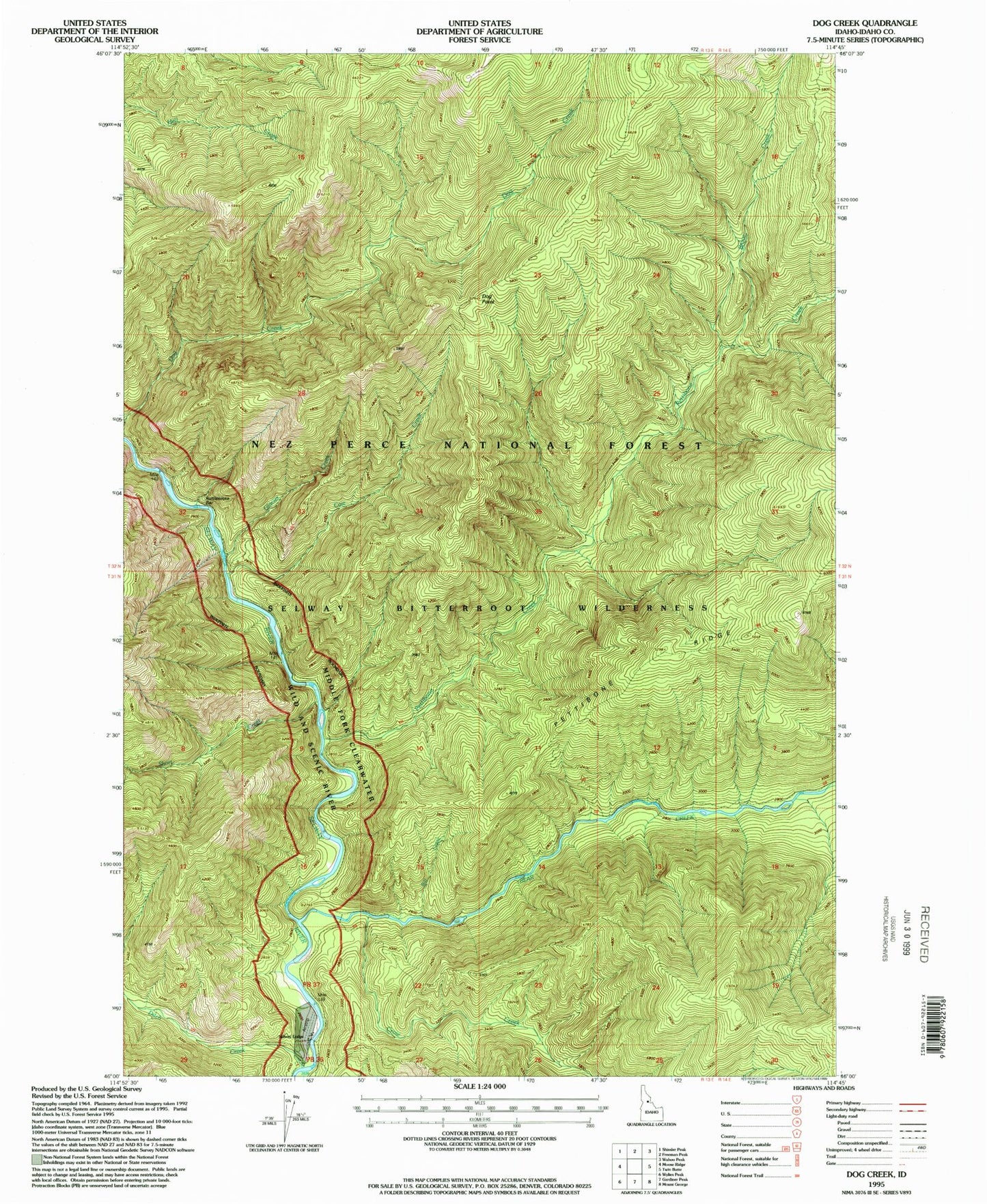 Classic USGS Dog Creek Idaho 7.5'x7.5' Topo Map Image