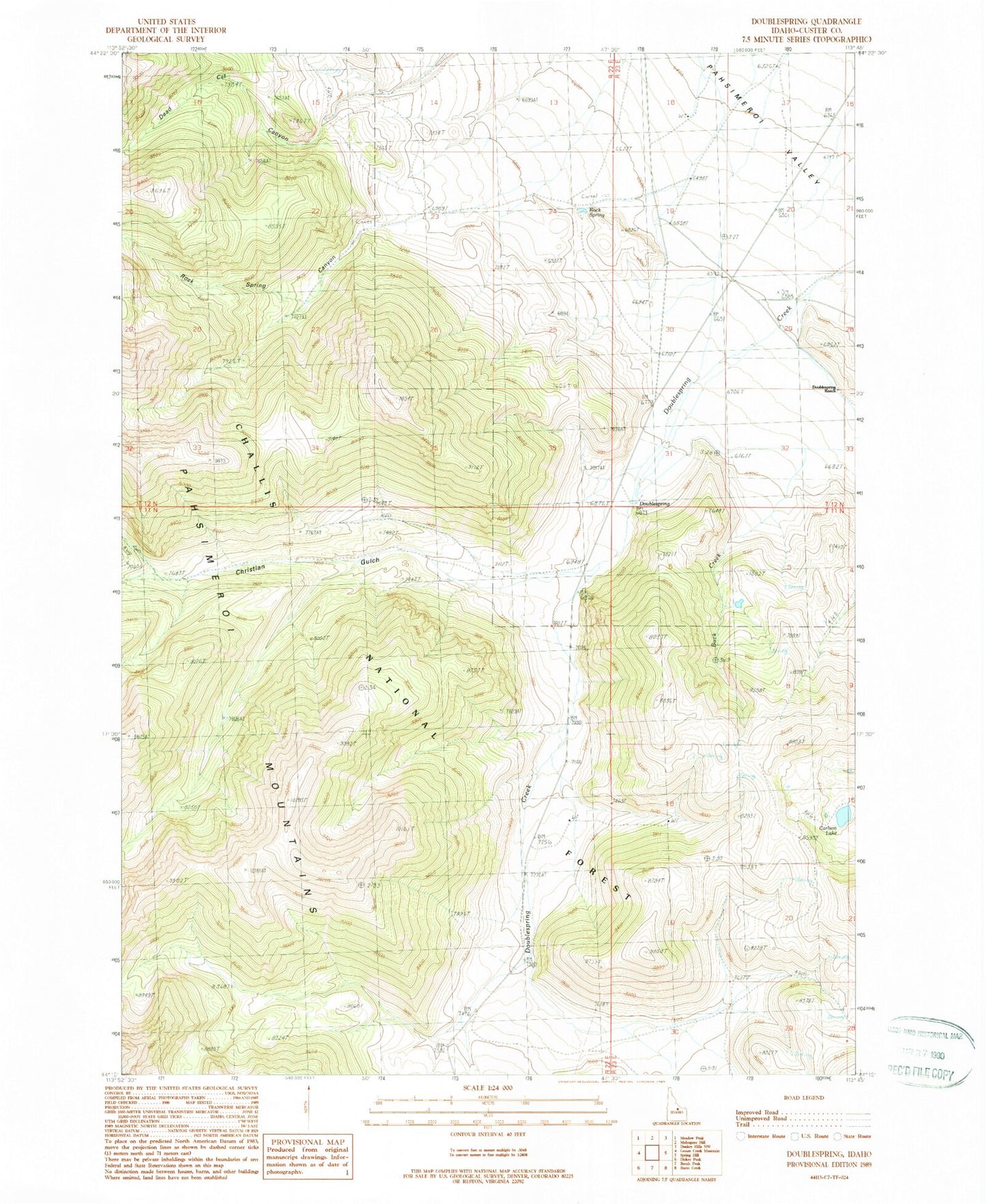 Classic USGS Doublespring Idaho 7.5'x7.5' Topo Map Image