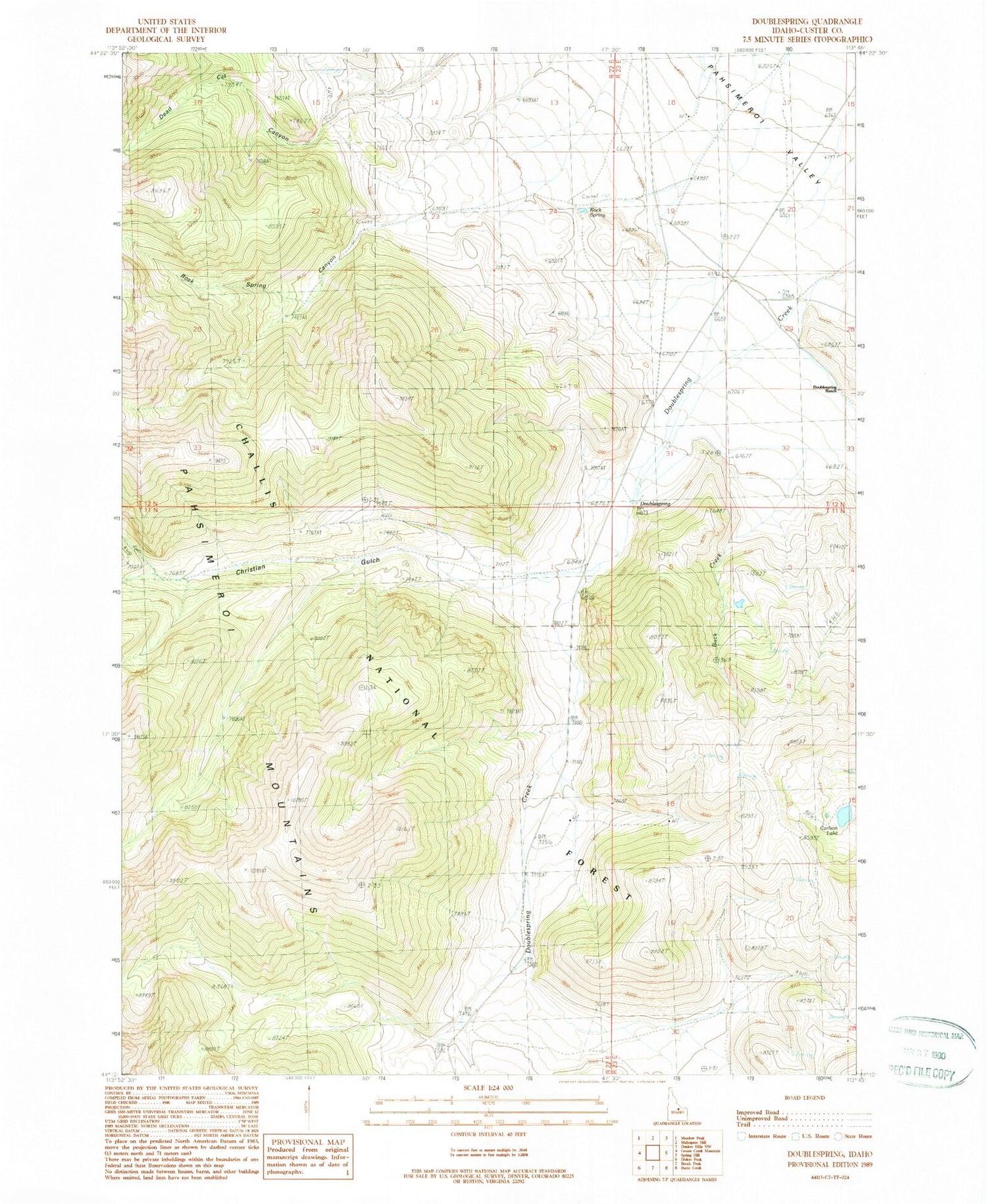 Classic USGS Doublespring Idaho 7.5'x7.5' Topo Map Image