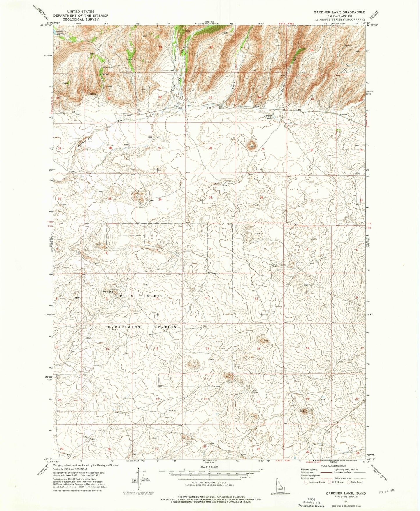 Classic USGS Gardner Lake Idaho 7.5'x7.5' Topo Map Image