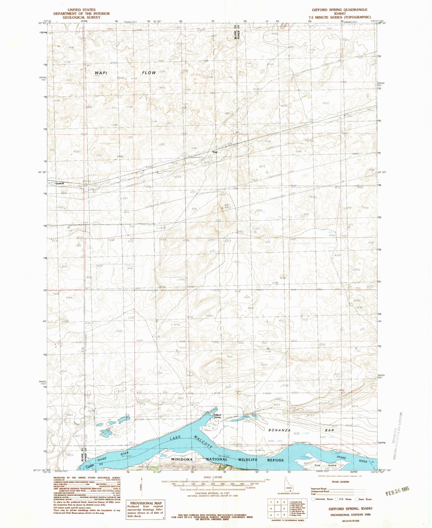 Classic USGS Gifford Spring Idaho 7.5'x7.5' Topo Map Image