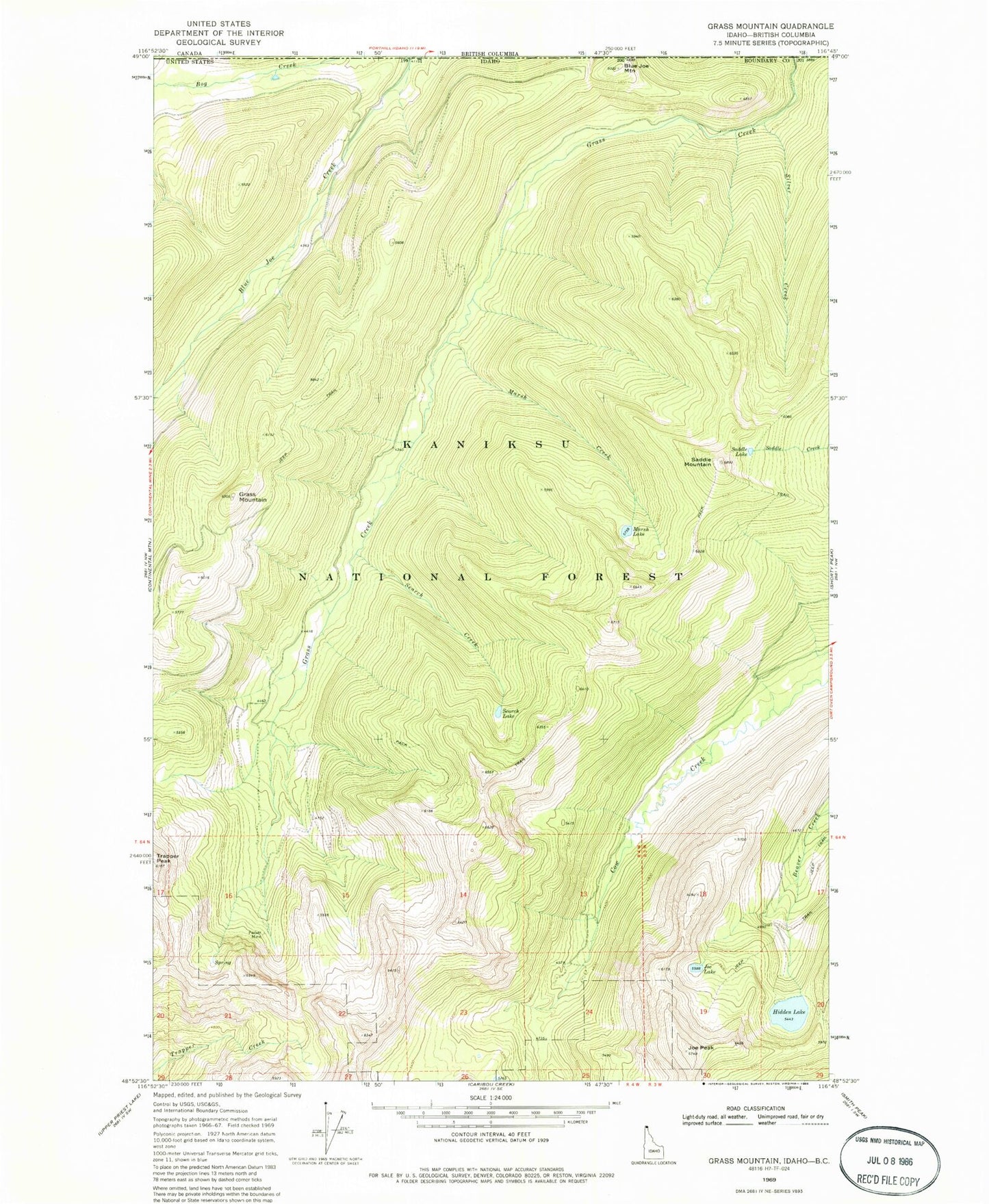 Classic USGS Grass Mountain Idaho 7.5'x7.5' Topo Map Image