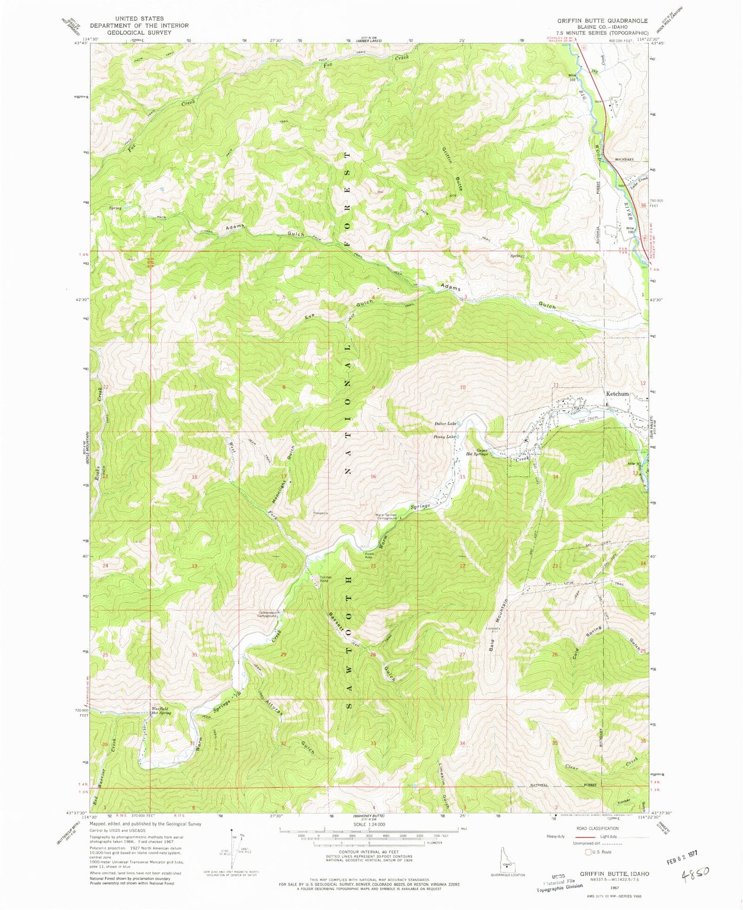 Classic USGS Griffin Butte Idaho 7.5'x7.5' Topo Map Image