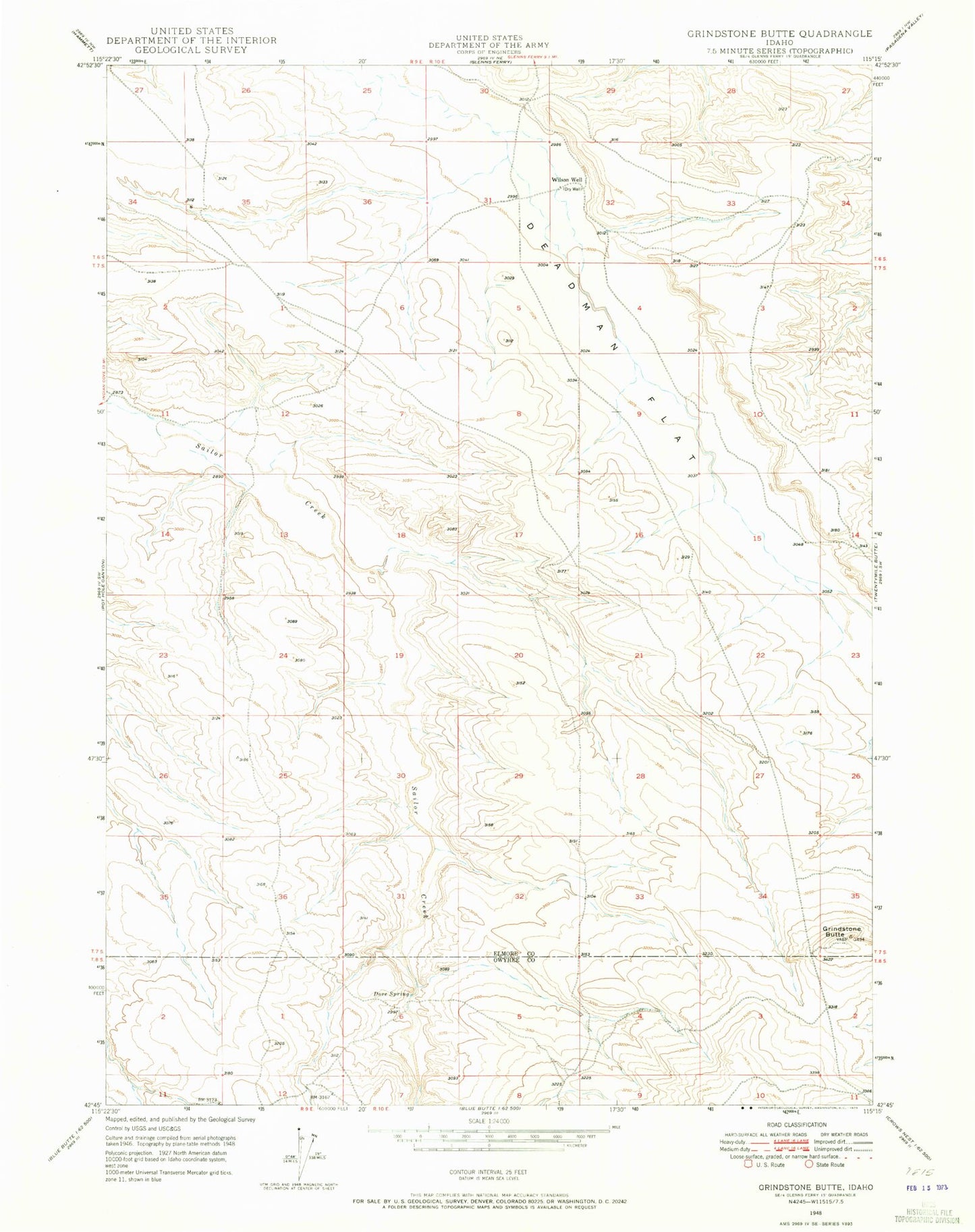 Classic USGS Grindstone Butte Idaho 7.5'x7.5' Topo Map Image