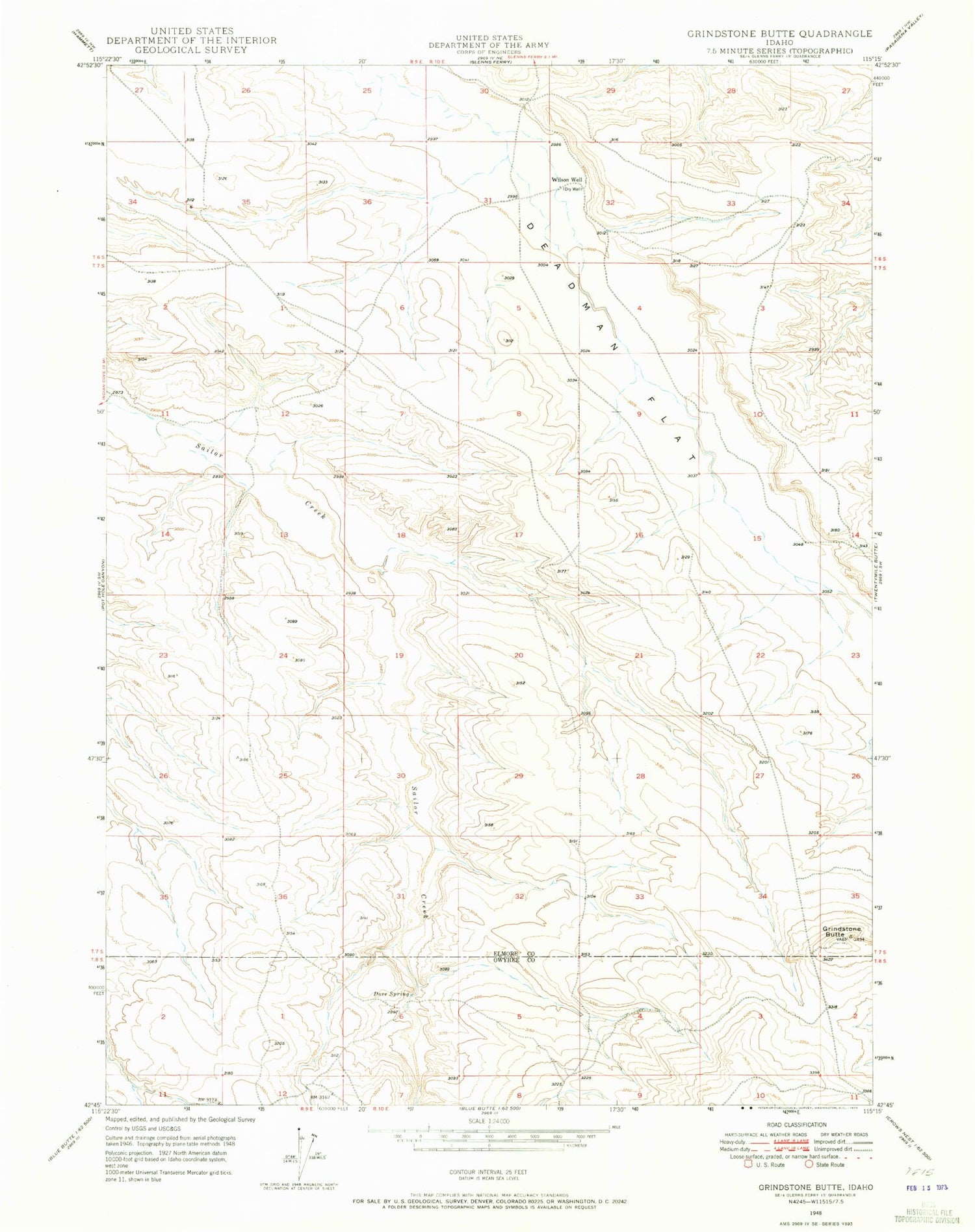 Classic USGS Grindstone Butte Idaho 7.5'x7.5' Topo Map Image