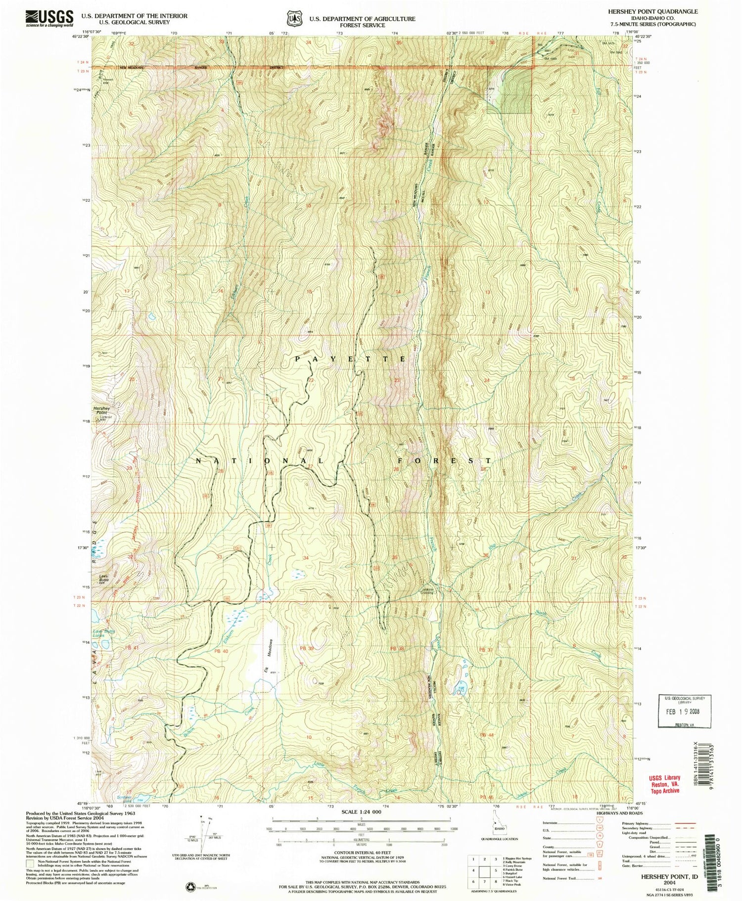 Classic USGS Hershey Point Idaho 7.5'x7.5' Topo Map Image