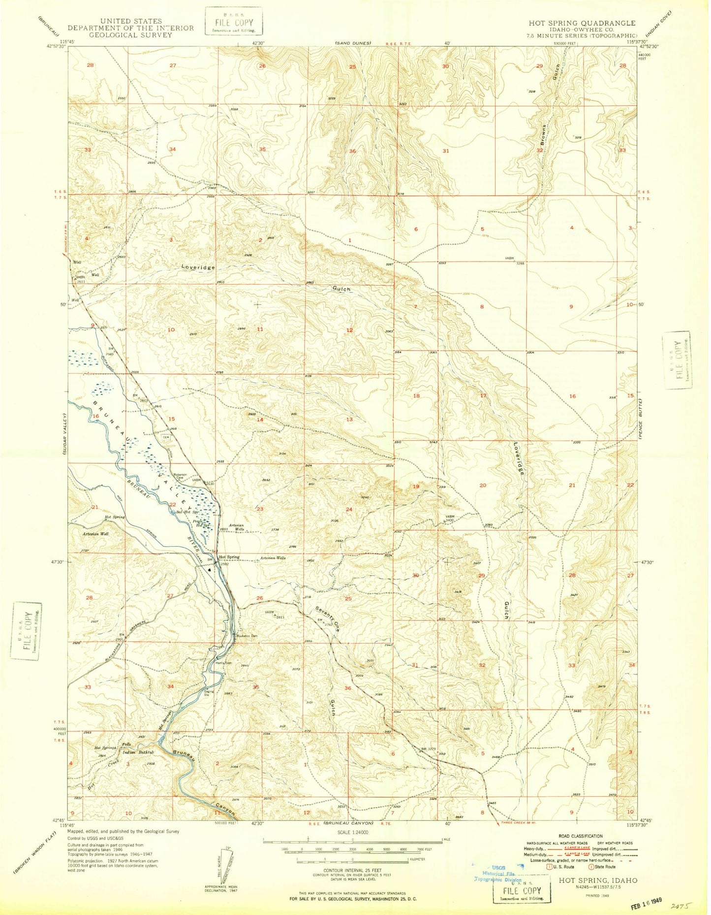 Classic USGS Hot Springs Idaho 7.5'x7.5' Topo Map Image