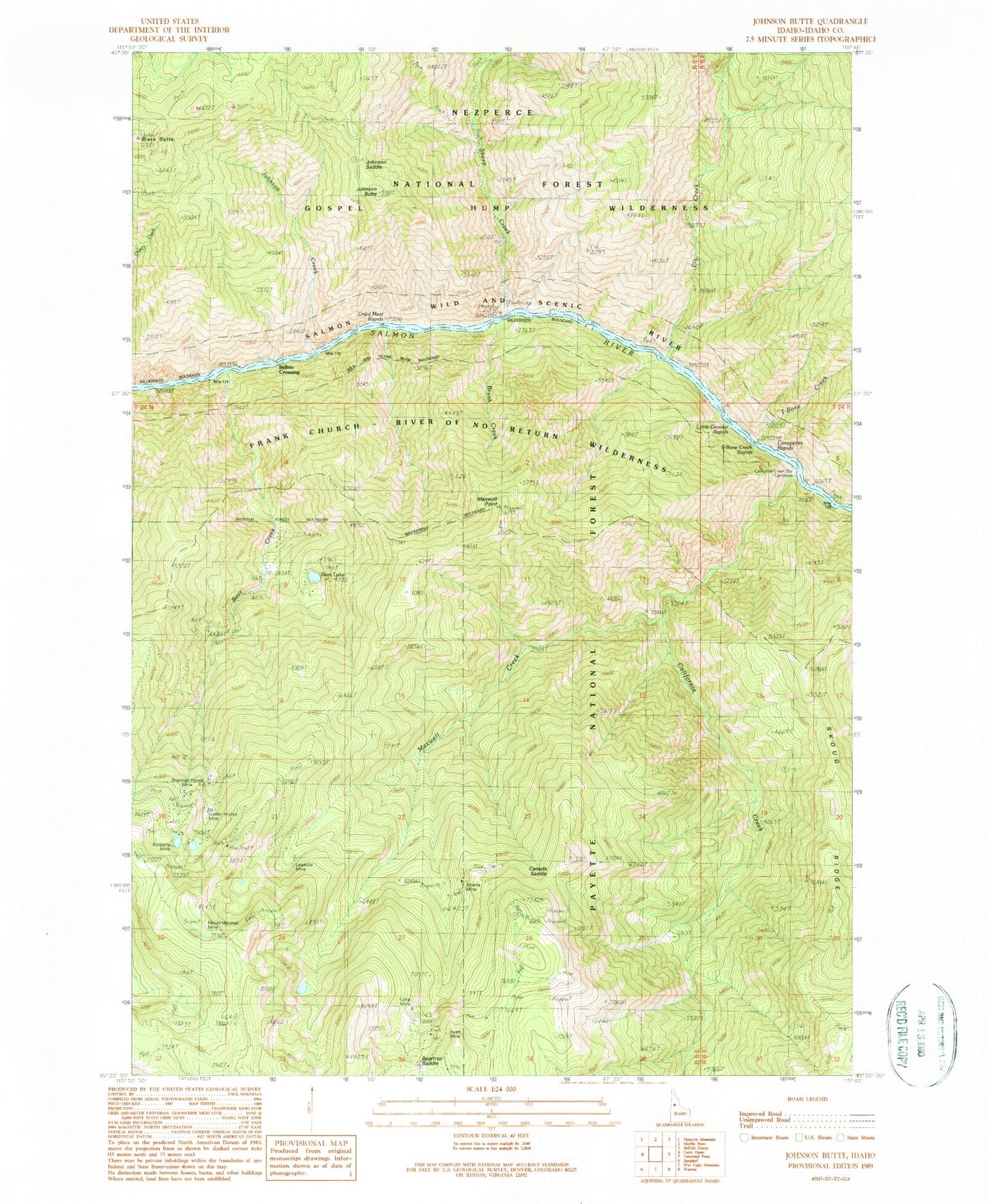 Classic USGS Johnson Butte Idaho 7.5'x7.5' Topo Map Image