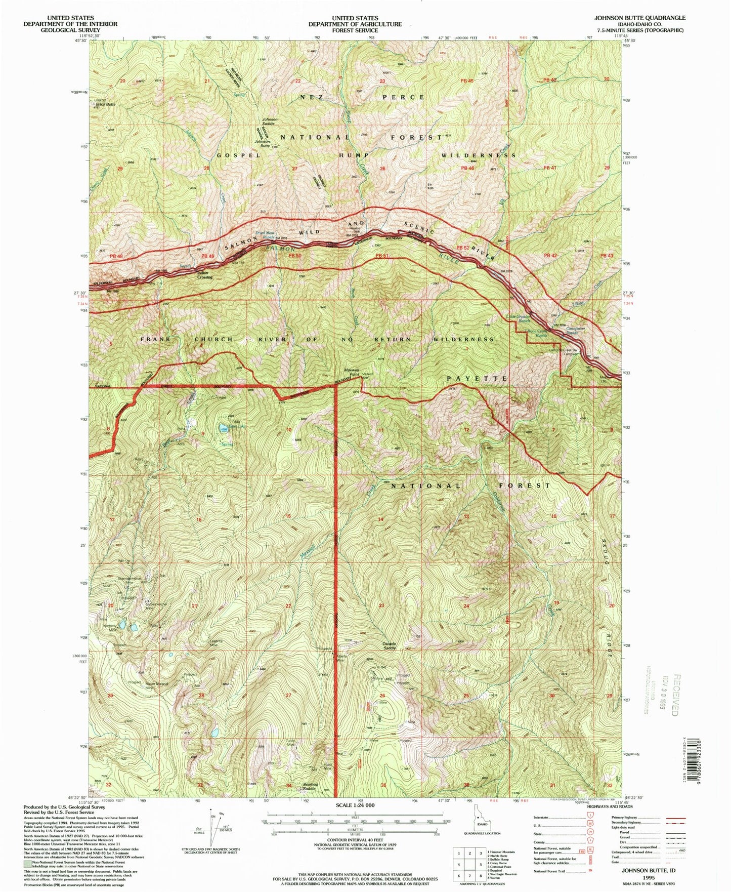 Classic USGS Johnson Butte Idaho 7.5'x7.5' Topo Map Image