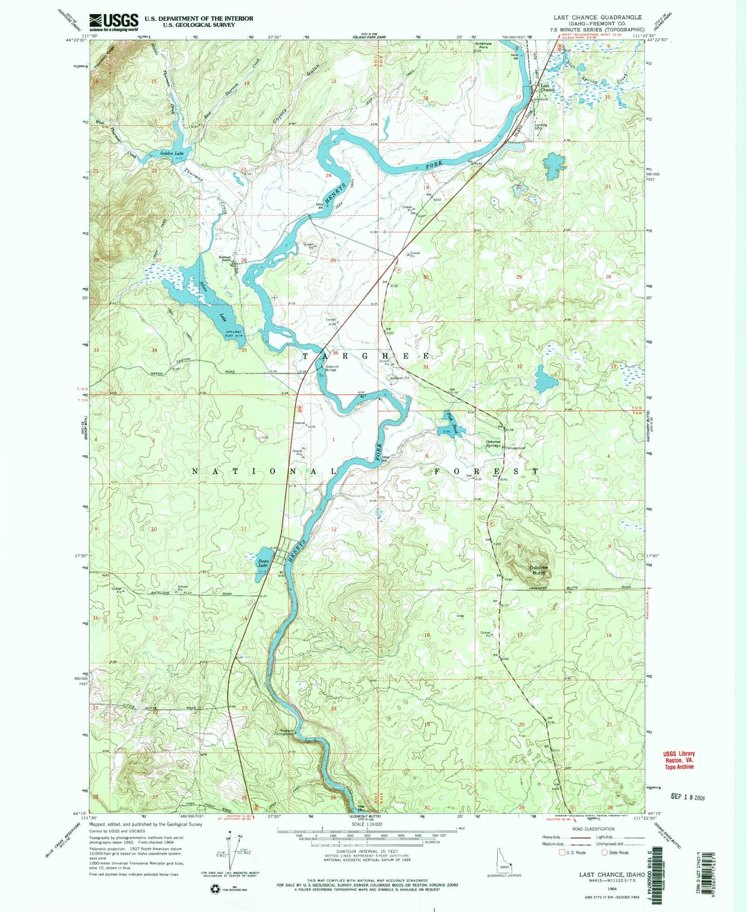 Classic USGS Last Chance Idaho 7.5'x7.5' Topo Map Image