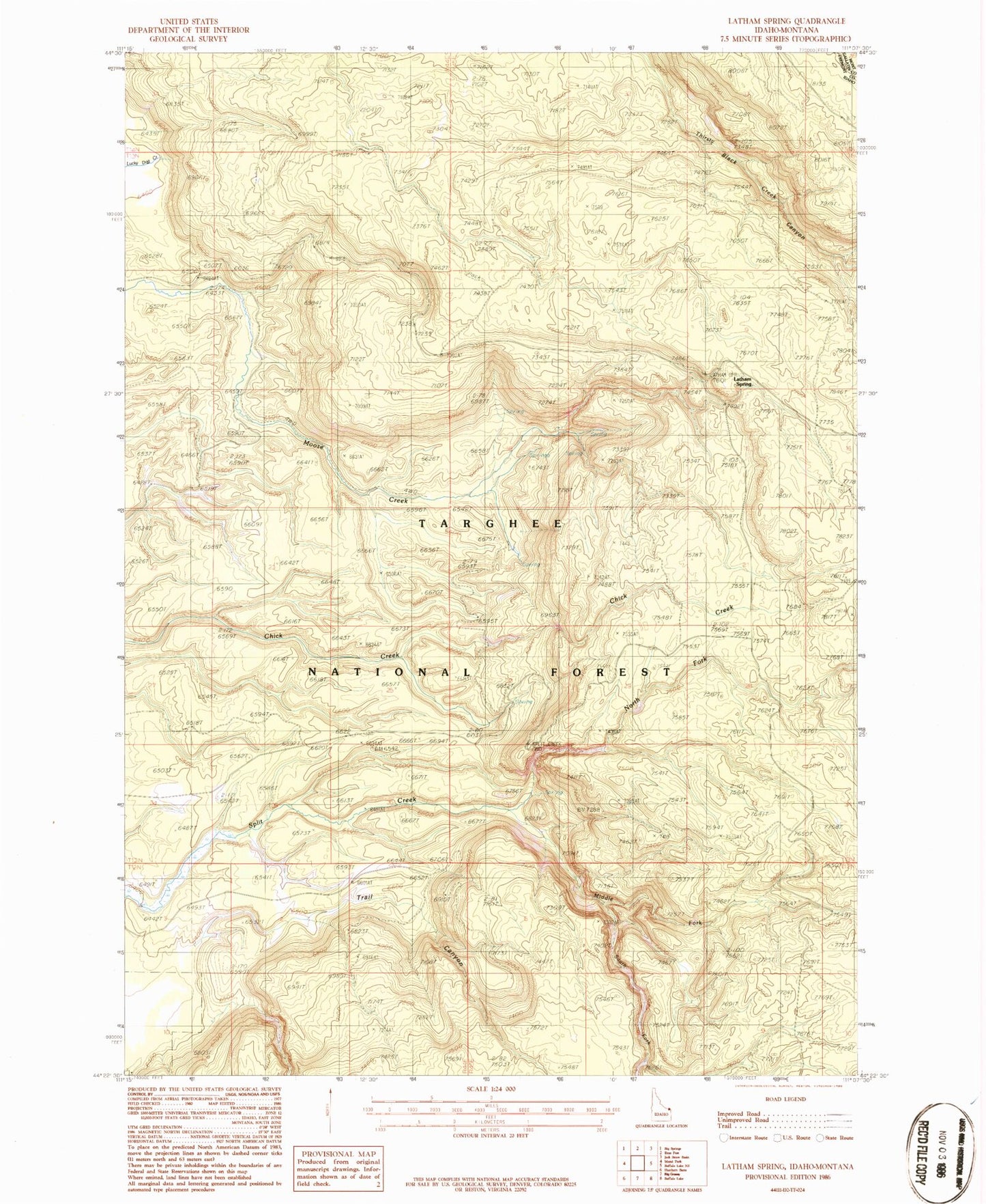 Classic USGS Latham Spring Idaho 7.5'x7.5' Topo Map Image