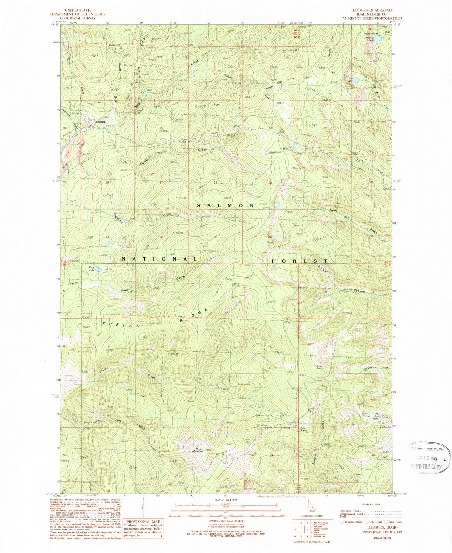 Classic USGS Leesburg Idaho 7.5'x7.5' Topo Map Image