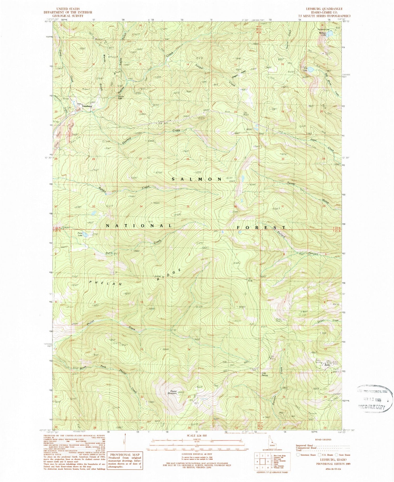 Classic USGS Leesburg Idaho 7.5'x7.5' Topo Map Image
