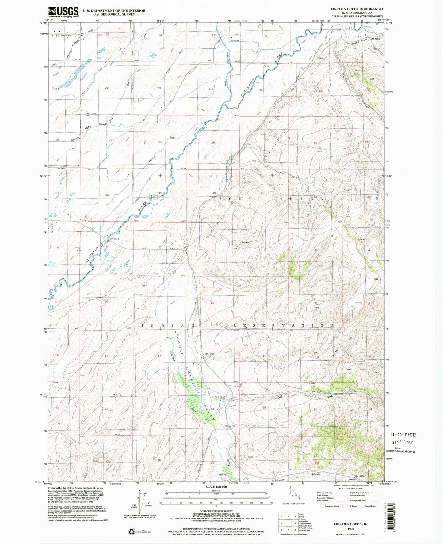 Classic USGS Lincoln Creek Idaho 7.5'x7.5' Topo Map Image