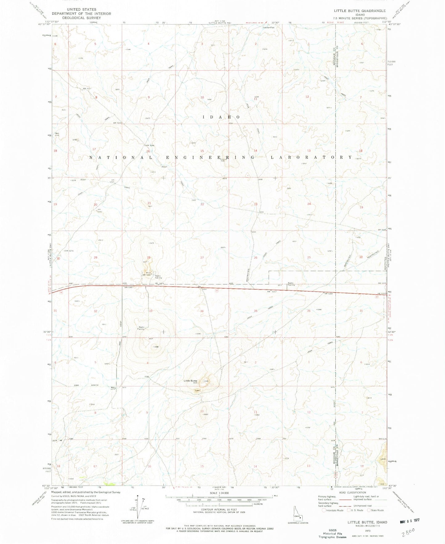 Classic USGS Little Butte Idaho 7.5'x7.5' Topo Map Image