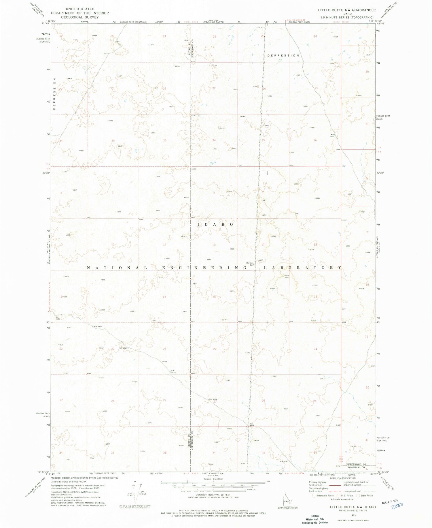 Classic USGS Little Butte NW Idaho 7.5'x7.5' Topo Map Image