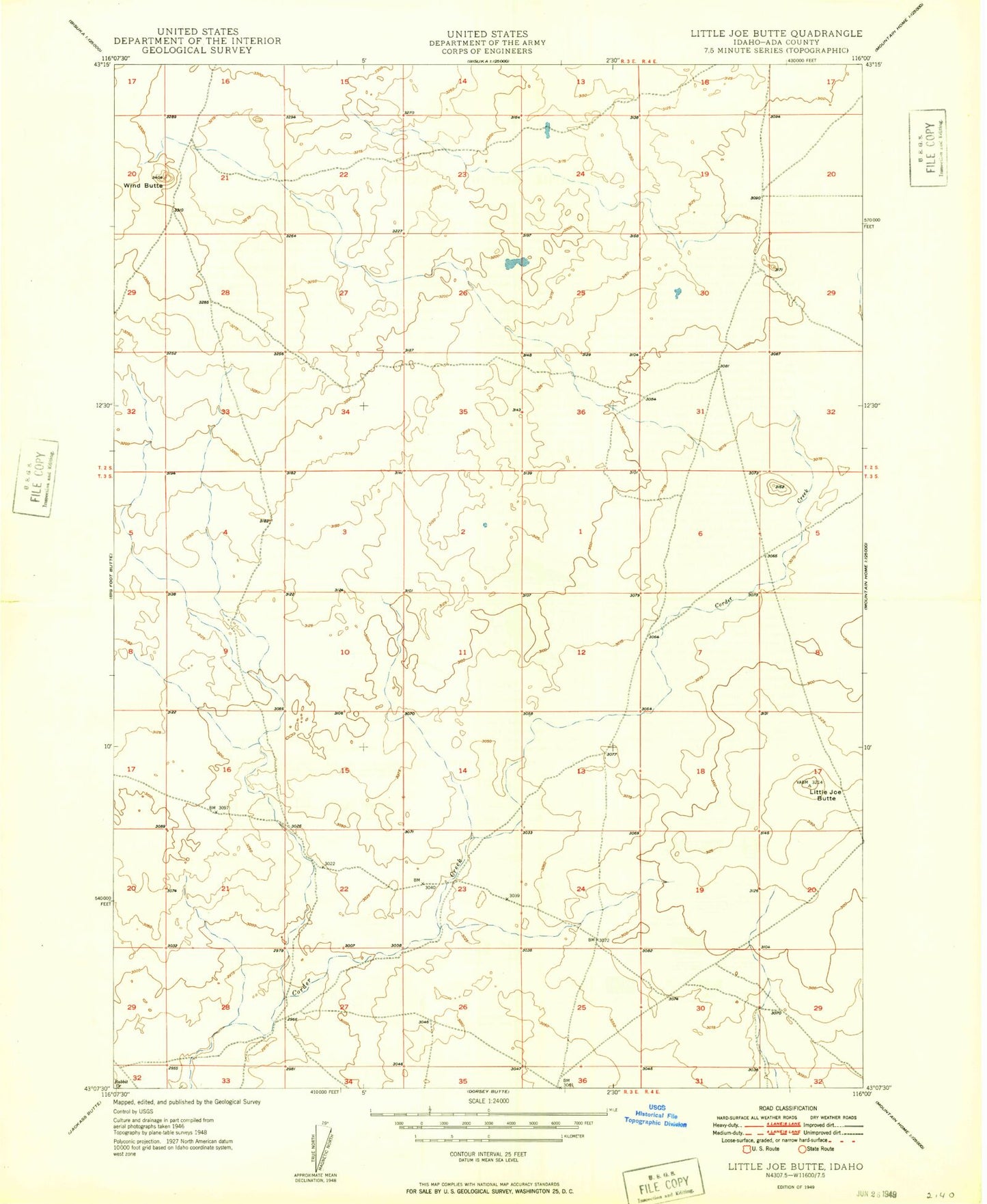 Classic USGS Little Joe Butte Idaho 7.5'x7.5' Topo Map Image