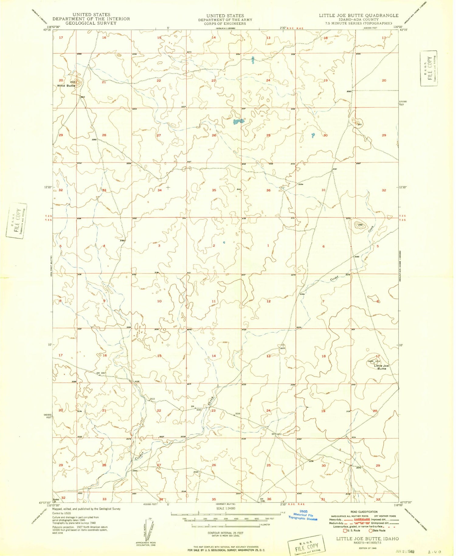 Classic USGS Little Joe Butte Idaho 7.5'x7.5' Topo Map Image