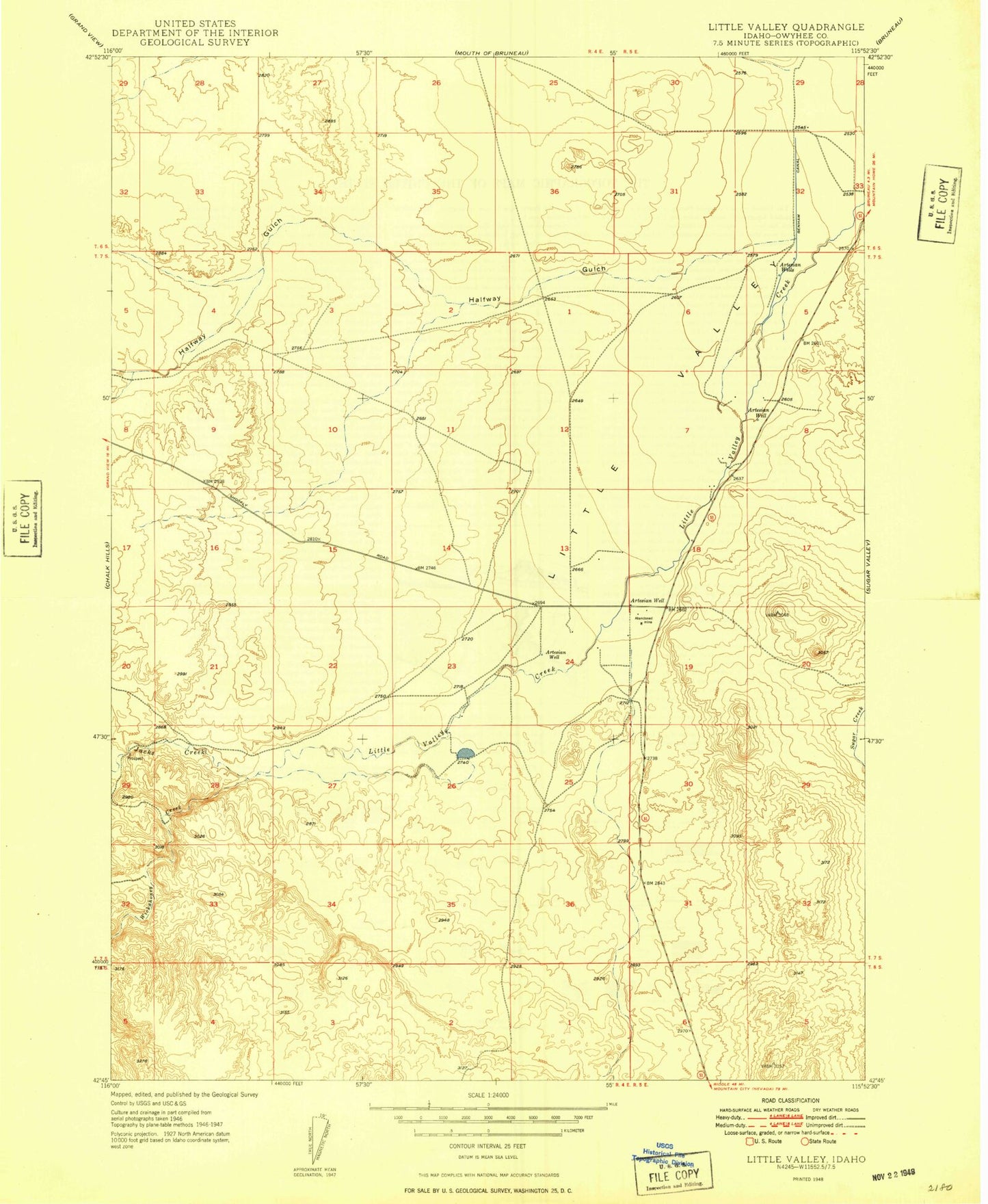 Classic USGS Little Valley Idaho 7.5'x7.5' Topo Map Image