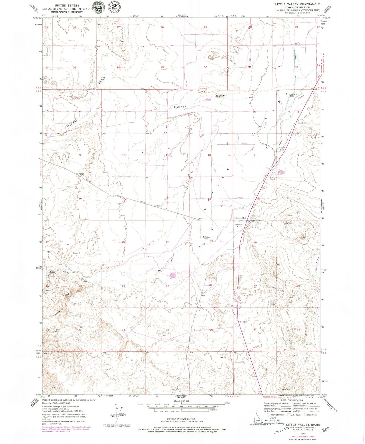 Classic USGS Little Valley Idaho 7.5'x7.5' Topo Map Image