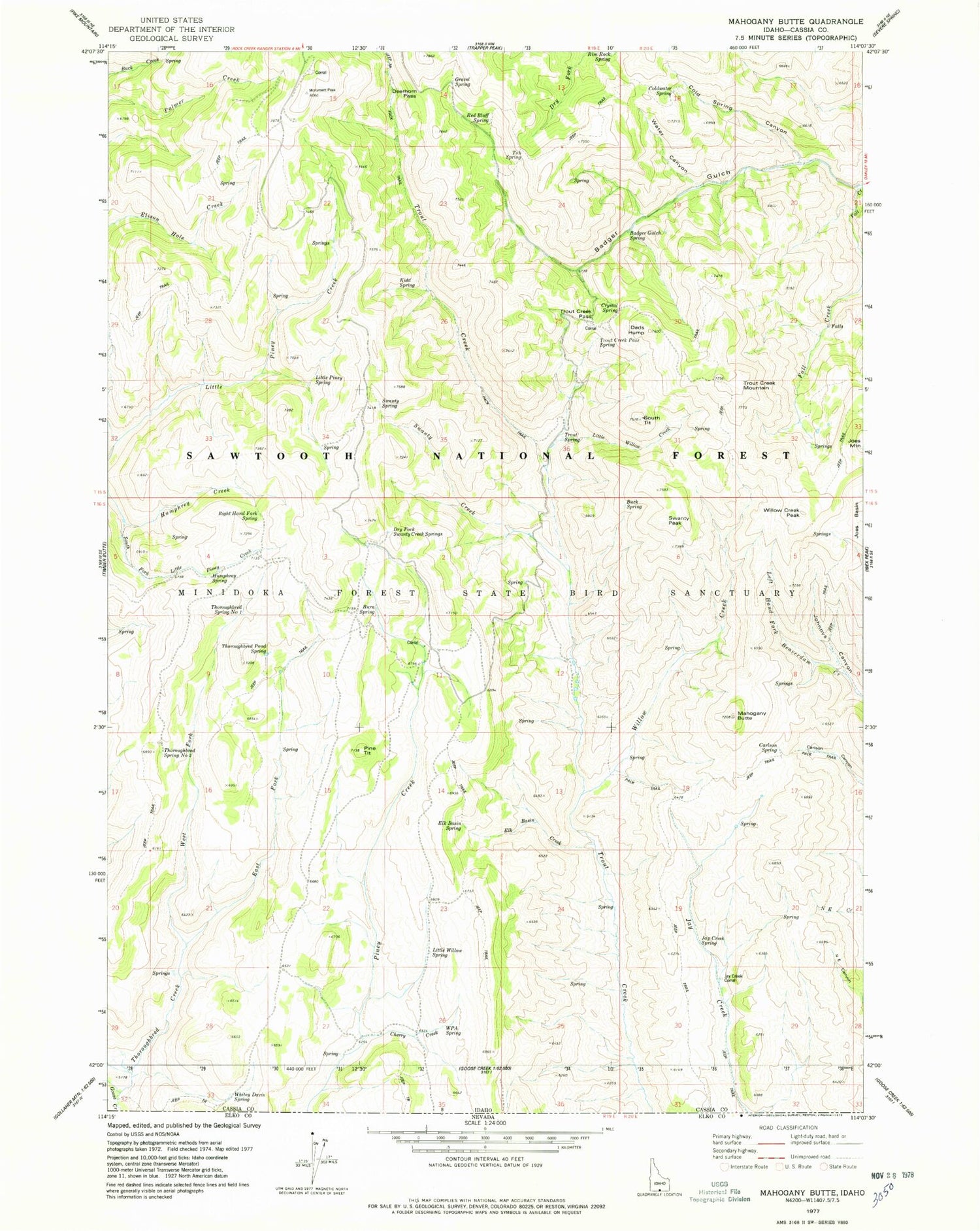 Classic USGS Mahogany Butte Idaho 7.5'x7.5' Topo Map Image
