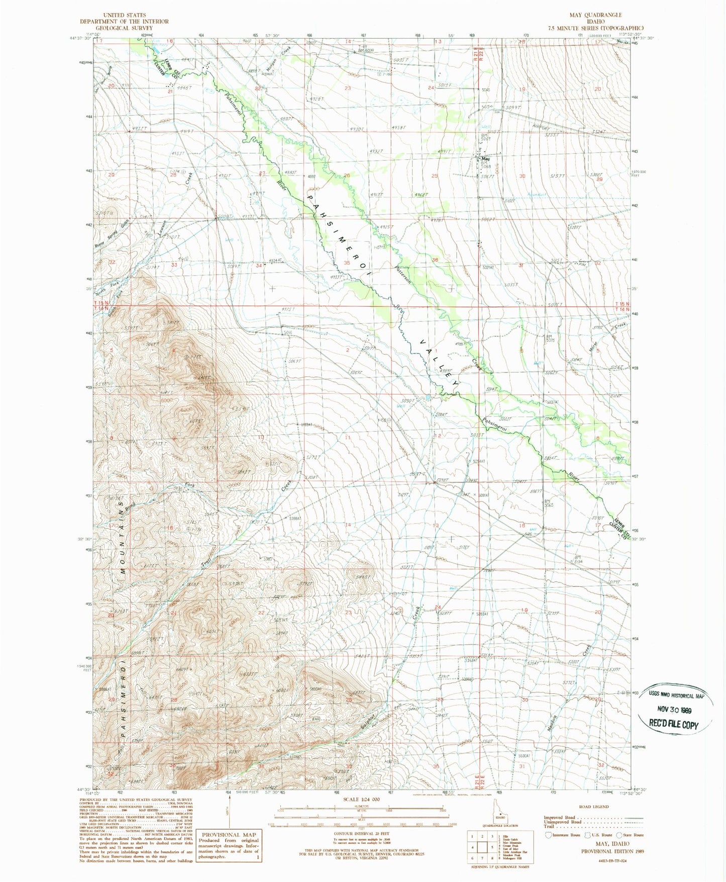 Classic USGS May Idaho 7.5'x7.5' Topo Map Image