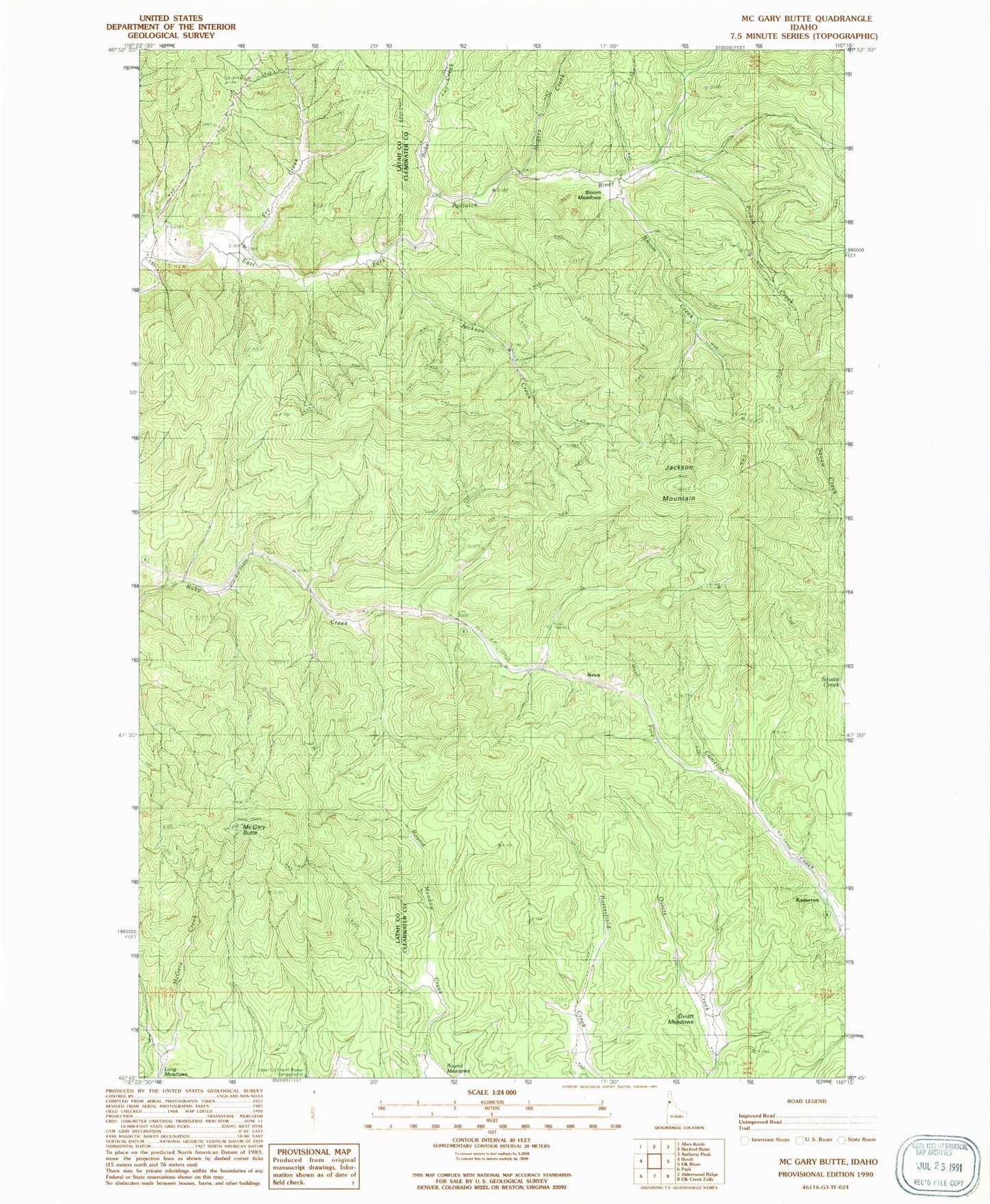 Classic USGS McGary Butte Idaho 7.5'x7.5' Topo Map Image