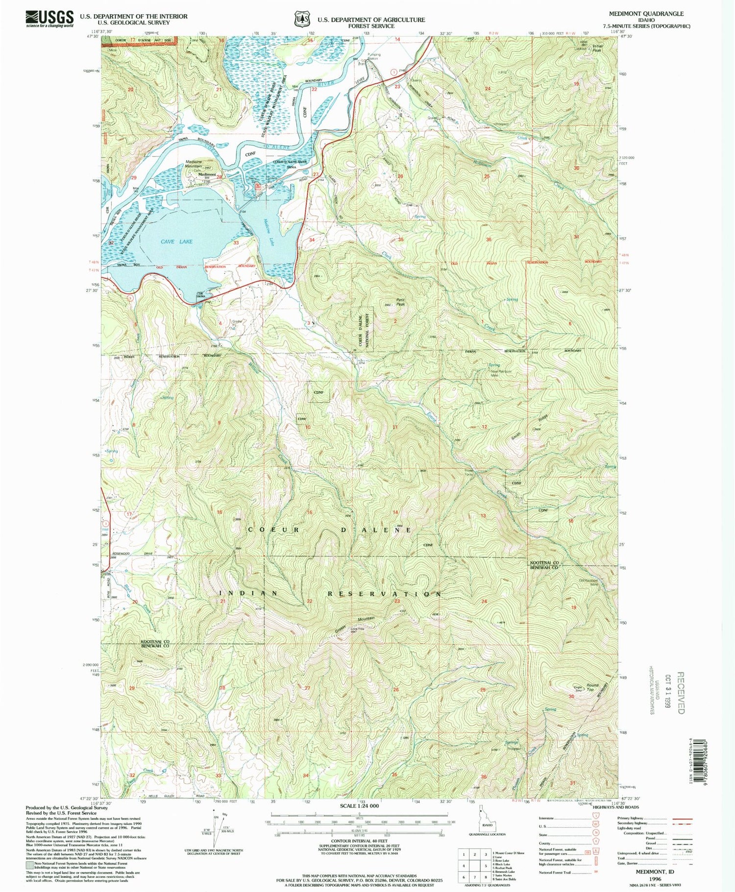 Classic USGS Medimont Idaho 7.5'x7.5' Topo Map Image