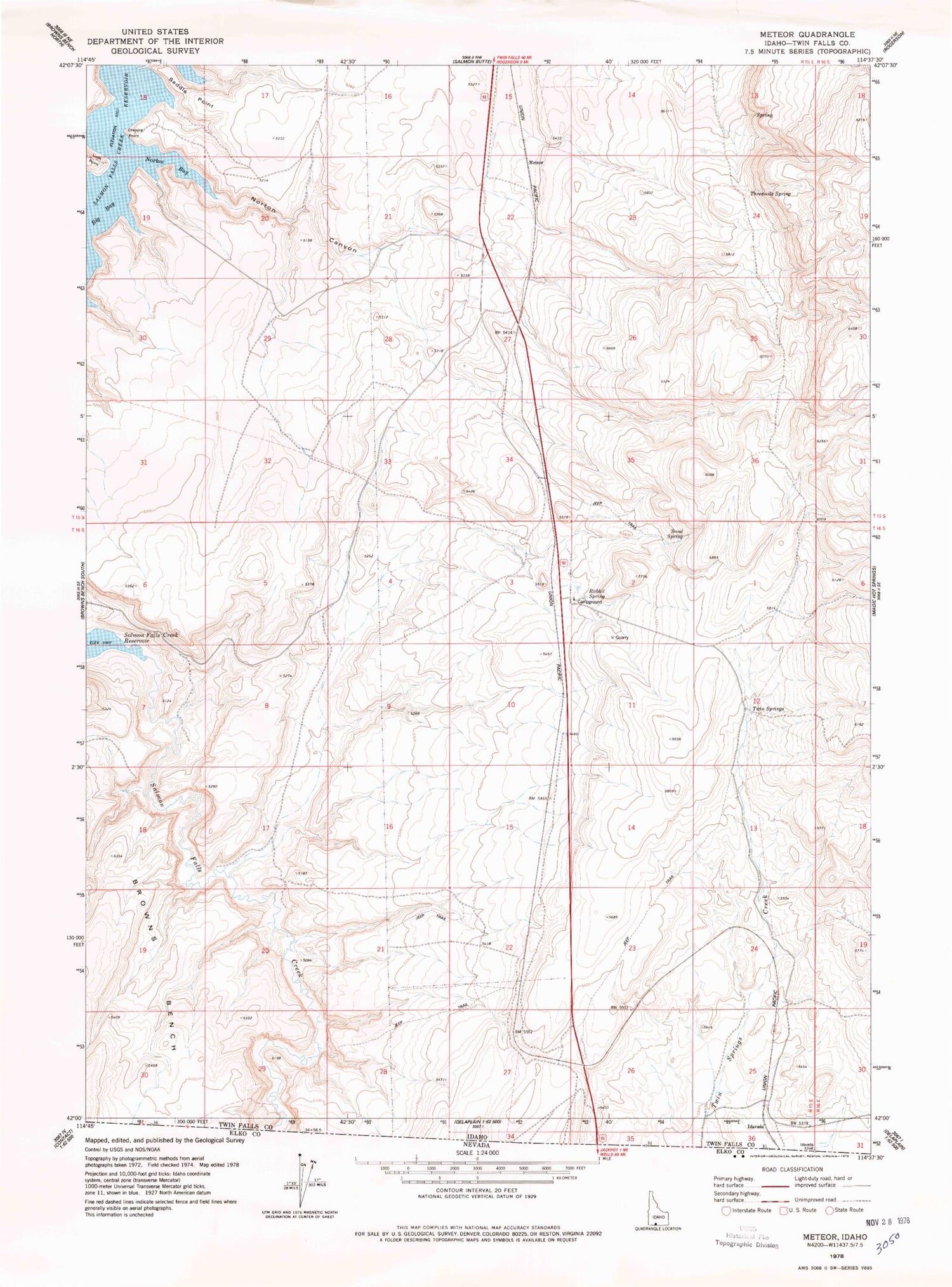 Classic USGS Norton Canyon Idaho 7.5'x7.5' Topo Map Image
