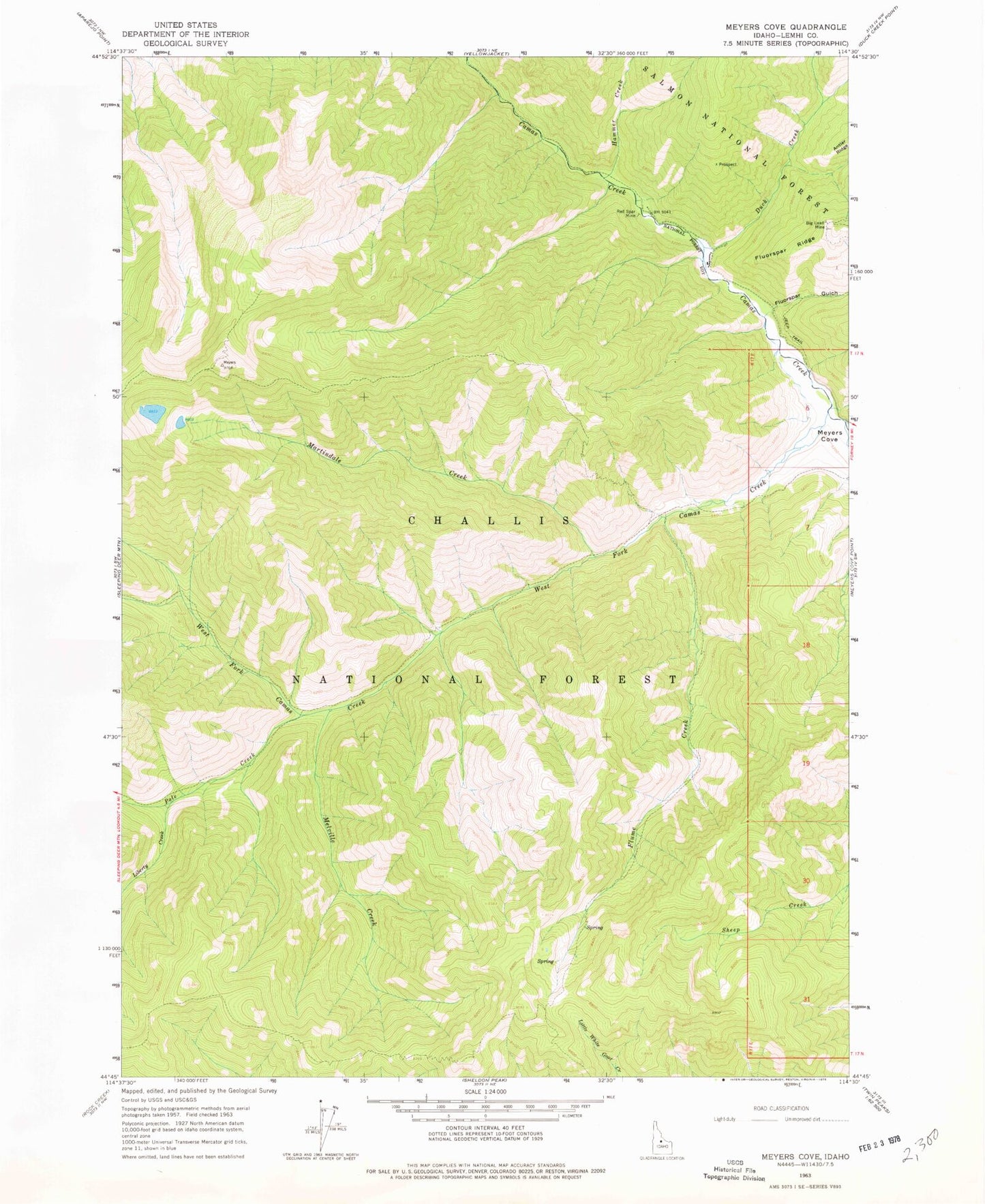 Classic USGS Meyers Cove Idaho 7.5'x7.5' Topo Map Image