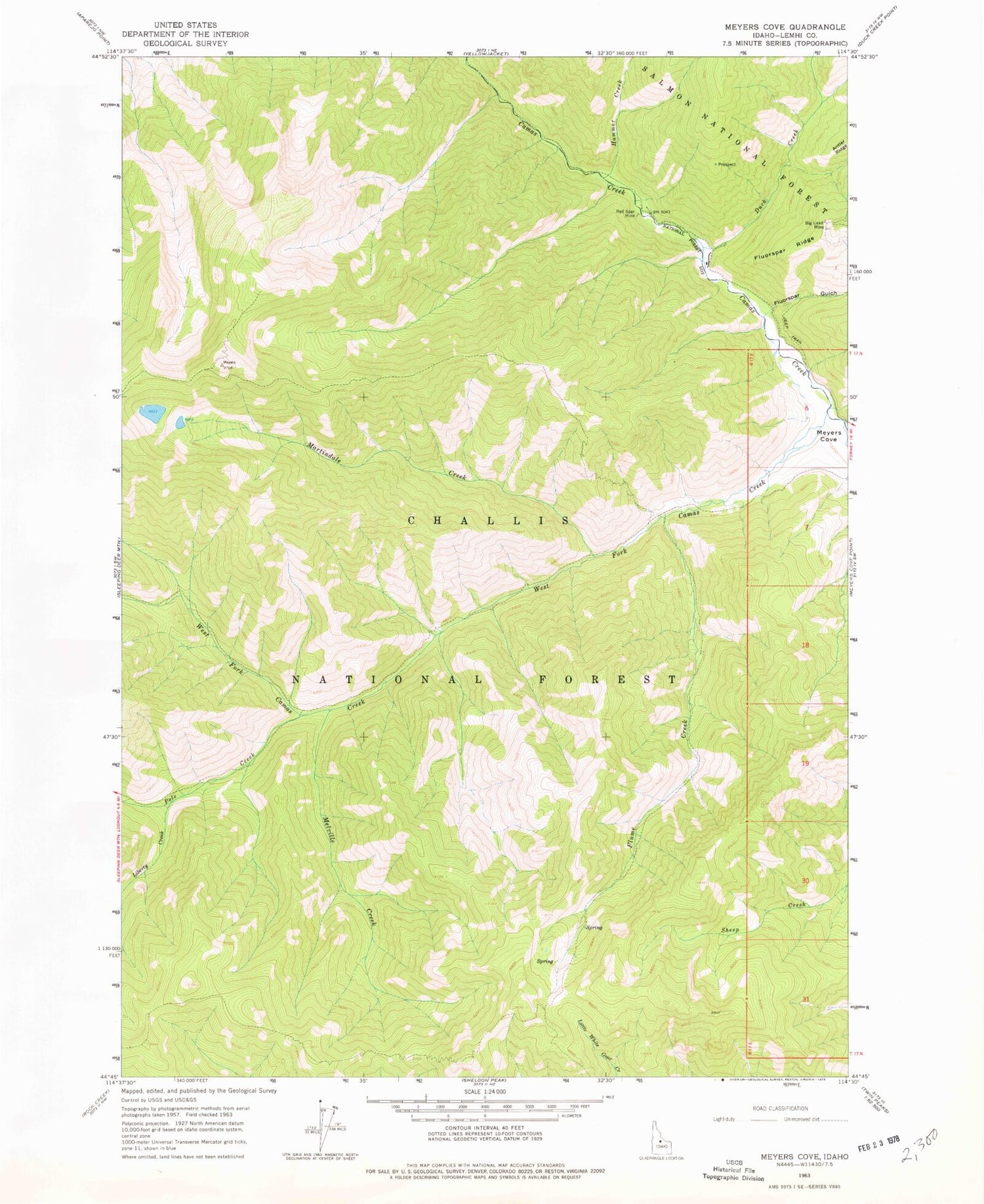 Classic USGS Meyers Cove Idaho 7.5'x7.5' Topo Map Image