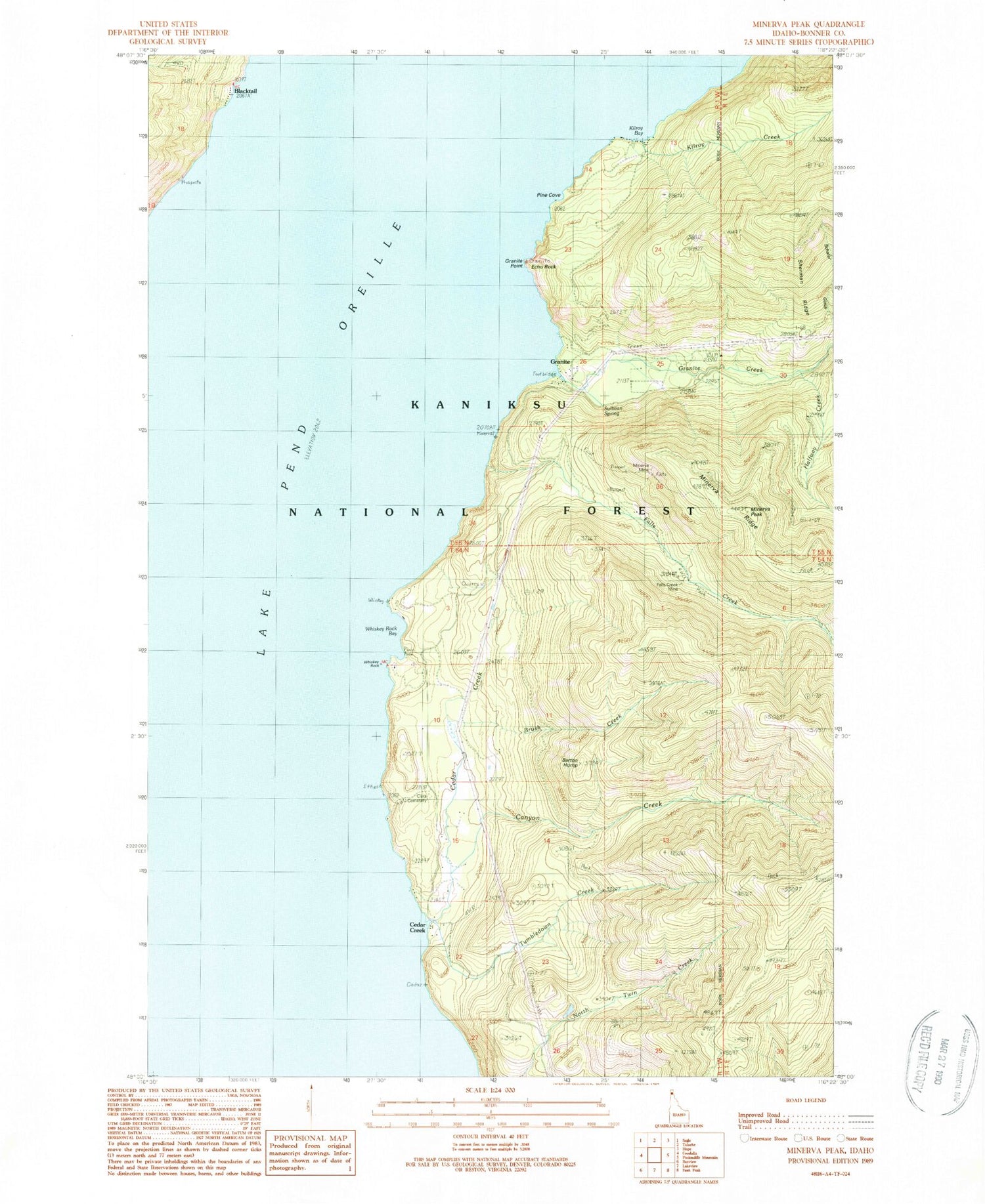 Classic USGS Minerva Peak Idaho 7.5'x7.5' Topo Map Image