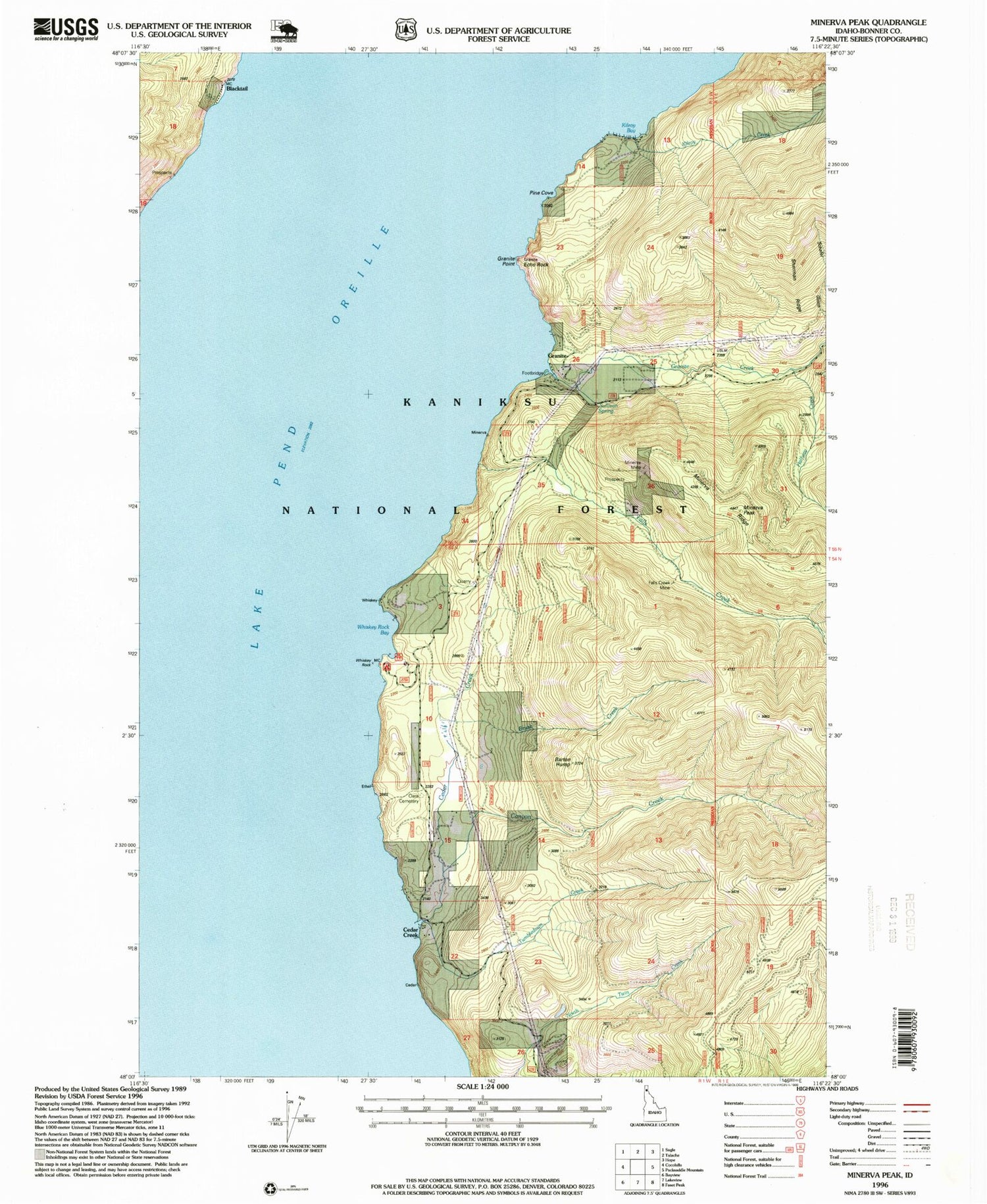 Classic USGS Minerva Peak Idaho 7.5'x7.5' Topo Map Image