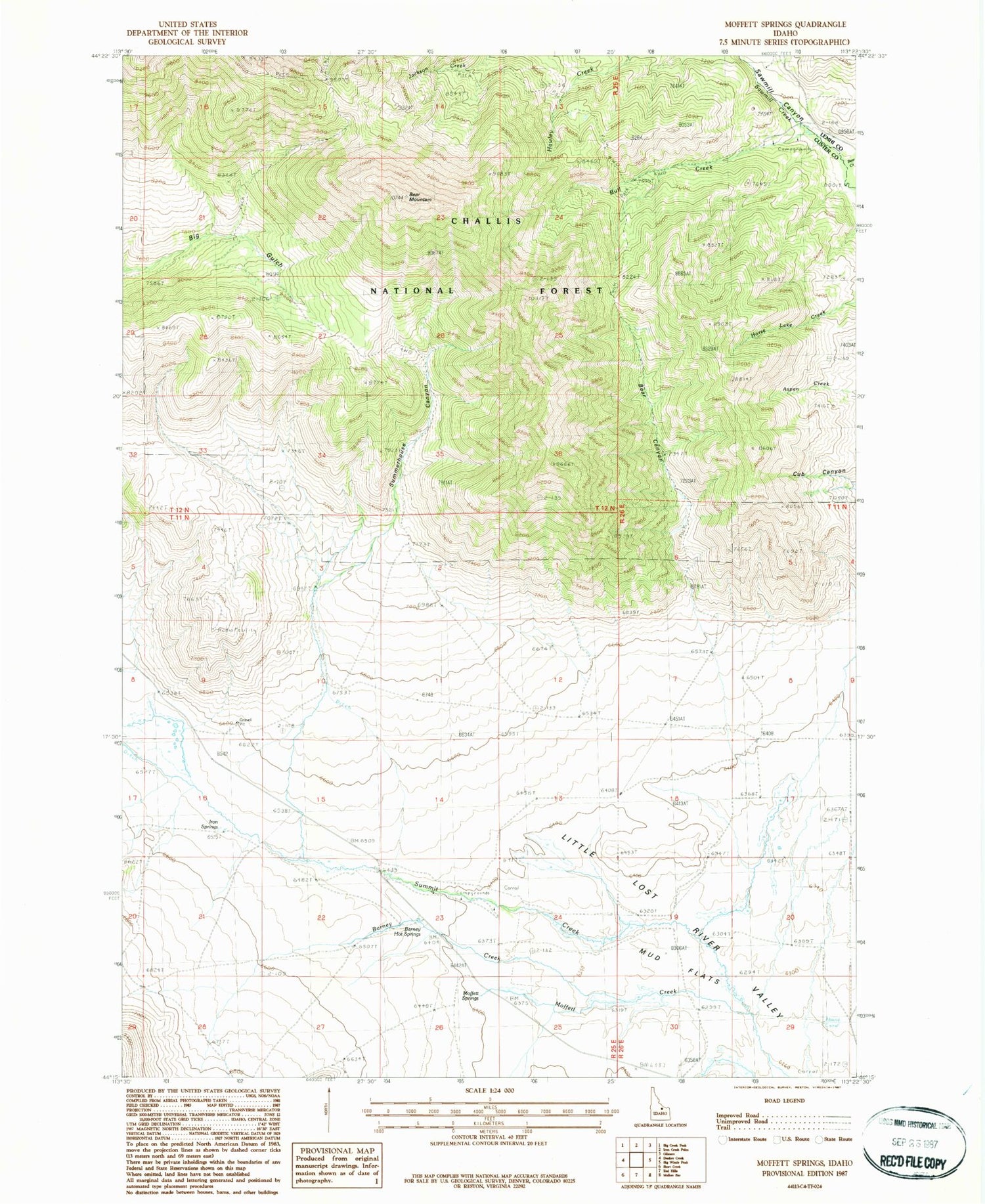 Classic USGS Moffett Springs Idaho 7.5'x7.5' Topo Map Image