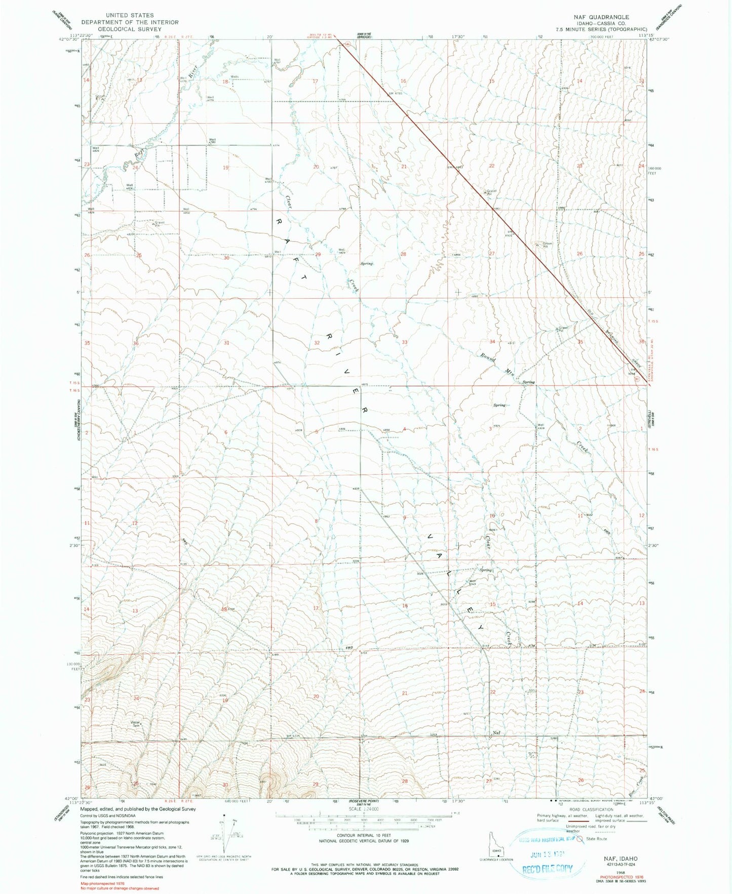 Classic USGS Naf Idaho 7.5'x7.5' Topo Map Image