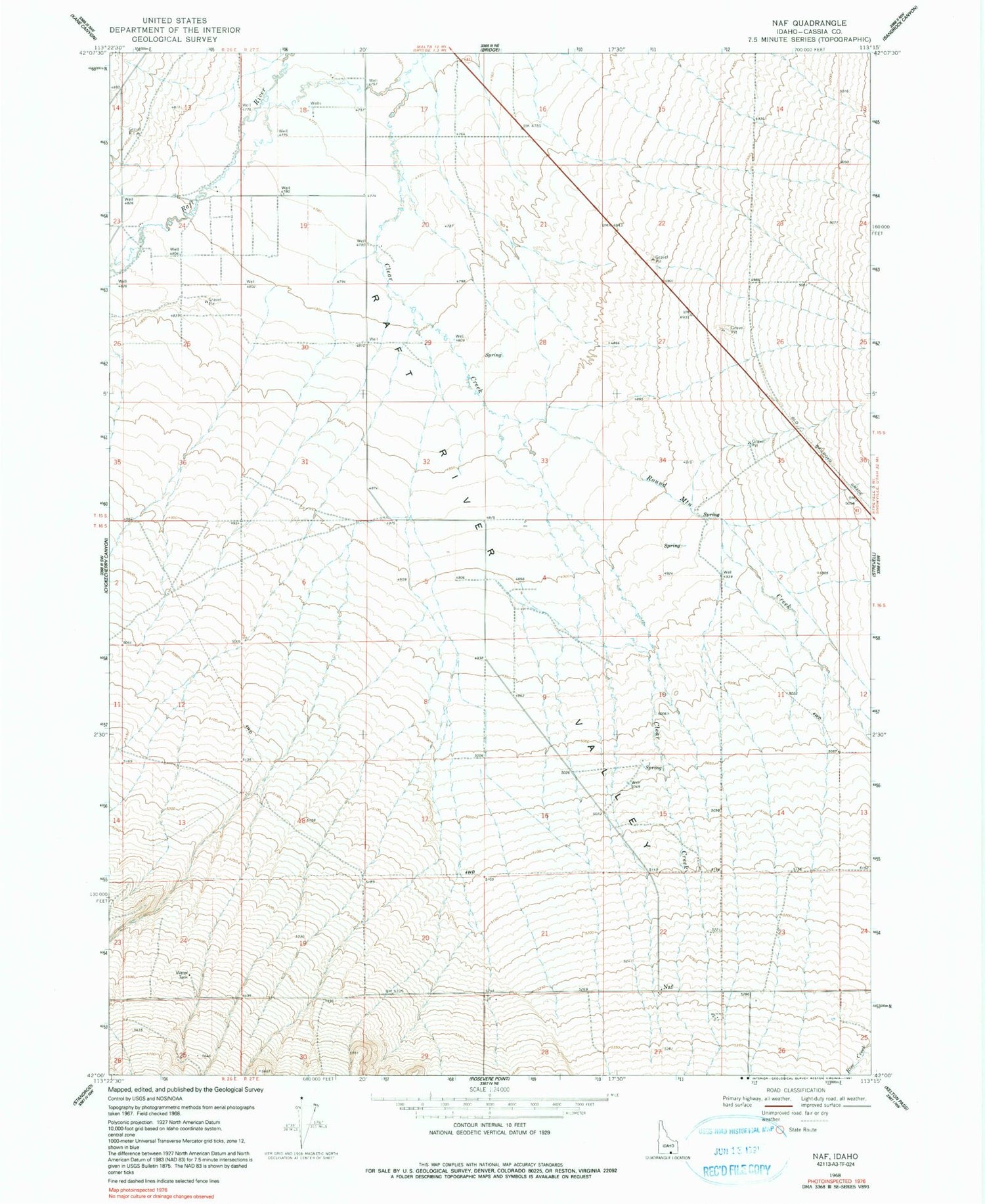 Classic USGS Naf Idaho 7.5'x7.5' Topo Map Image