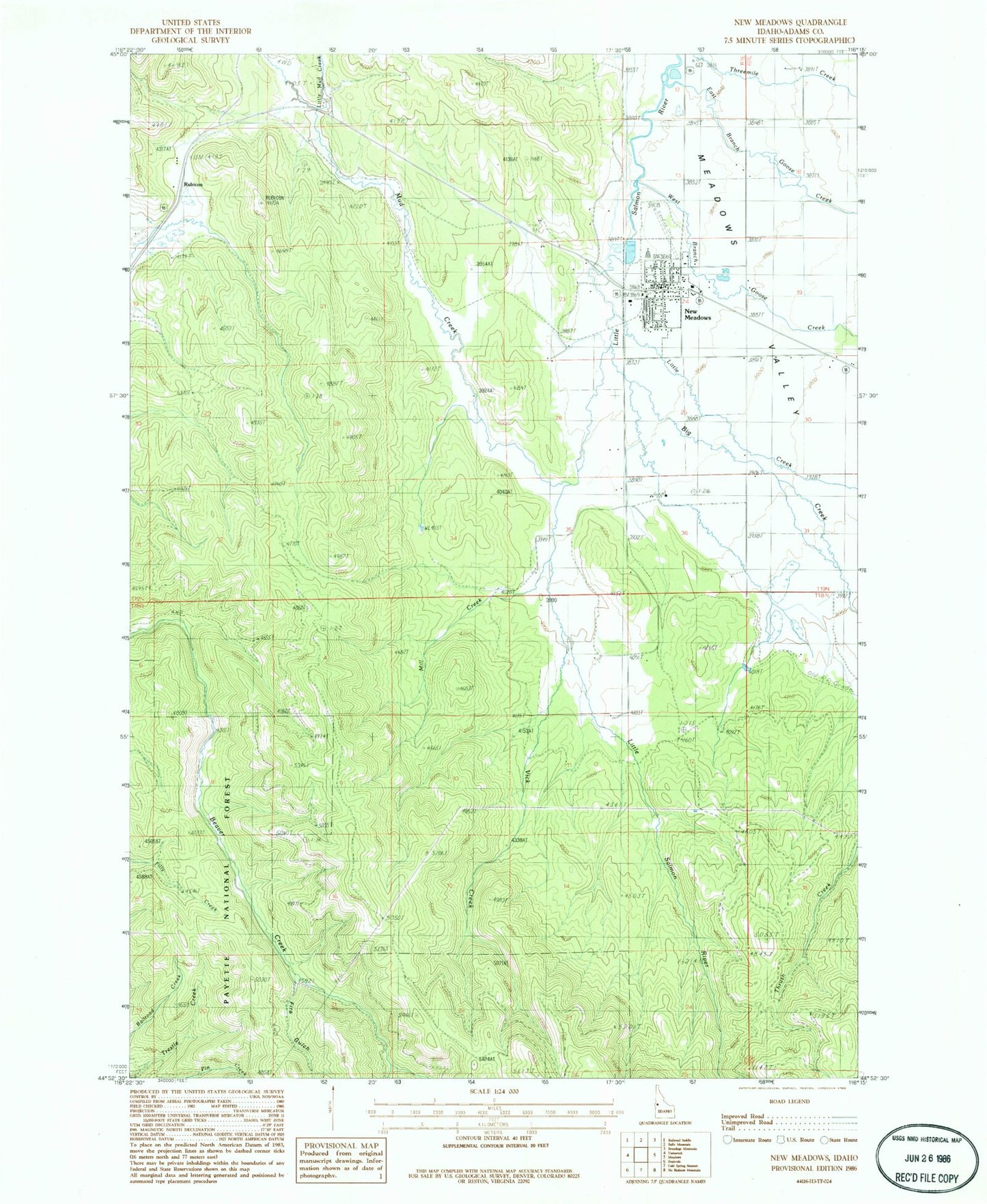 Classic USGS New Meadows Idaho 7.5'x7.5' Topo Map Image
