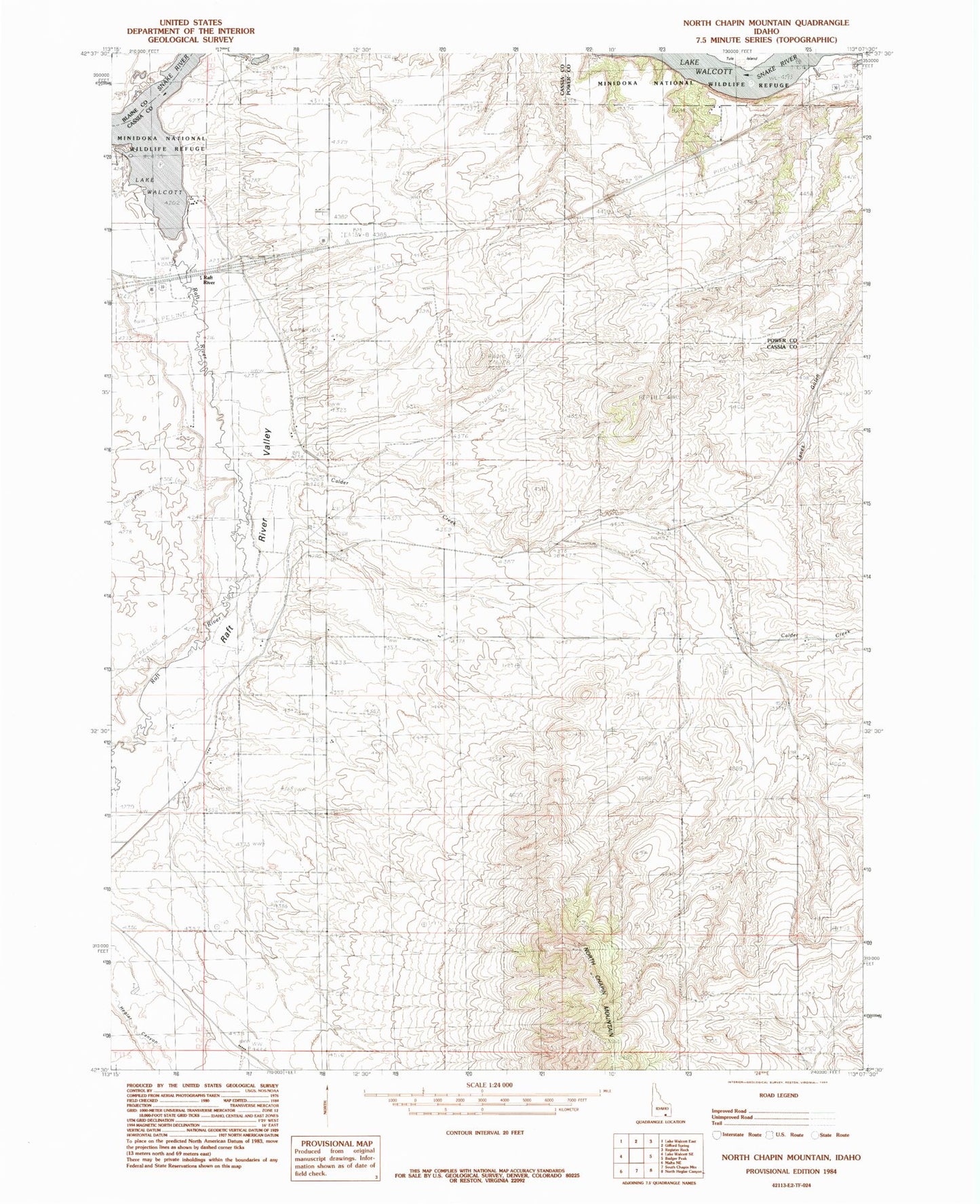 Classic USGS North Chapin Mountain Idaho 7.5'x7.5' Topo Map Image