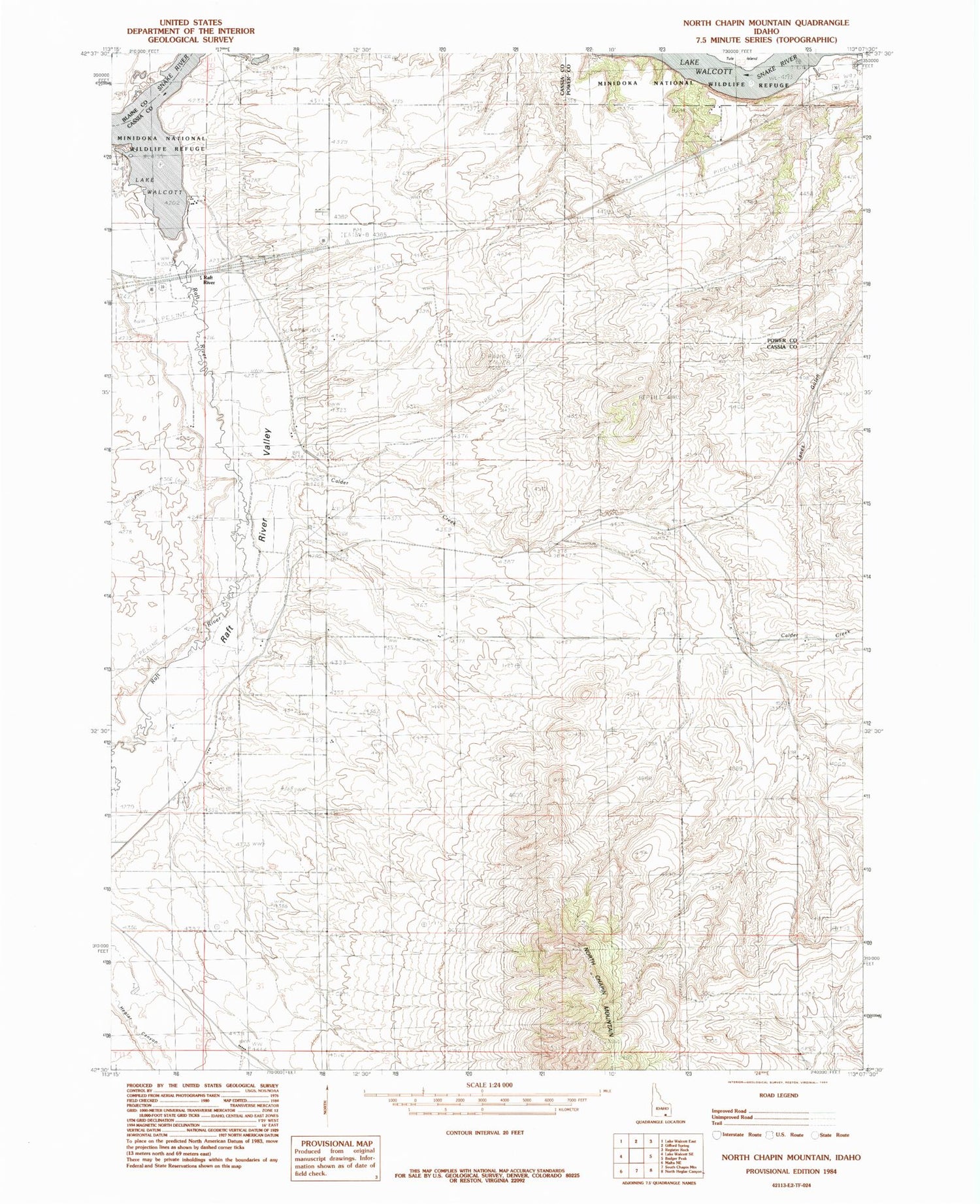 Classic USGS North Chapin Mountain Idaho 7.5'x7.5' Topo Map Image