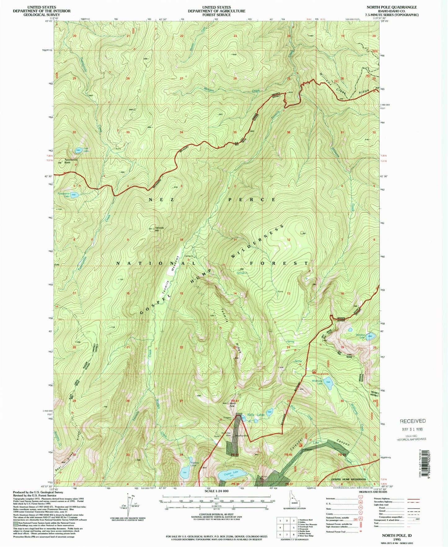 Classic USGS North Pole Idaho 7.5'x7.5' Topo Map Image