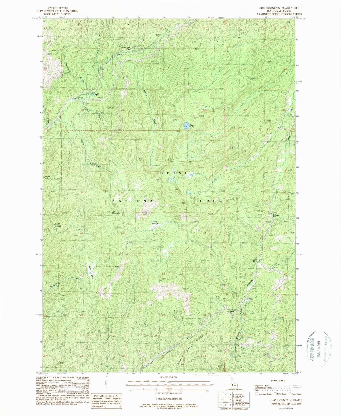 Classic USGS Oro Mountain Idaho 7.5'x7.5' Topo Map Image