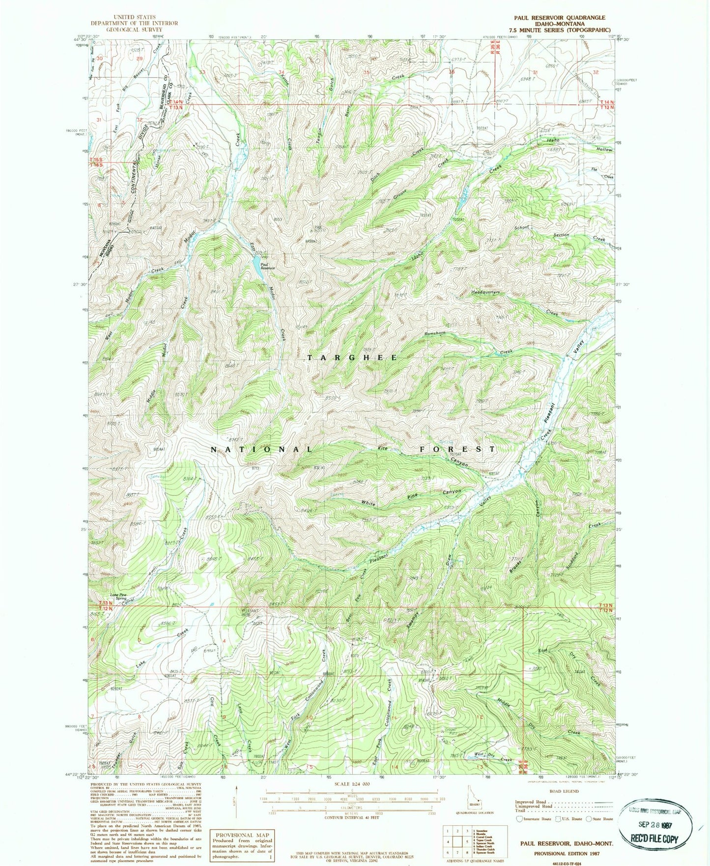Classic USGS Paul Reservoir Idaho 7.5'x7.5' Topo Map Image