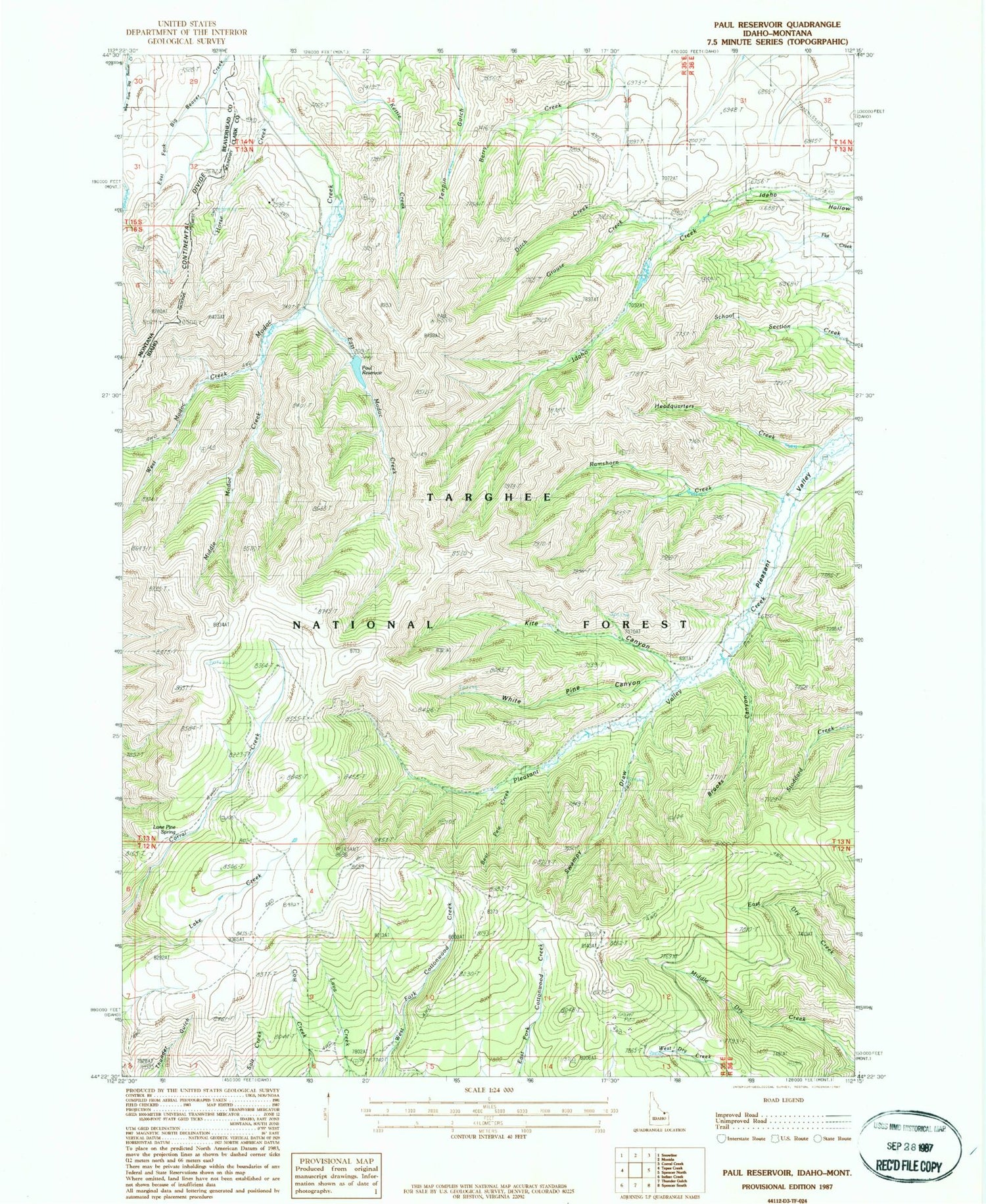 Classic USGS Paul Reservoir Idaho 7.5'x7.5' Topo Map Image