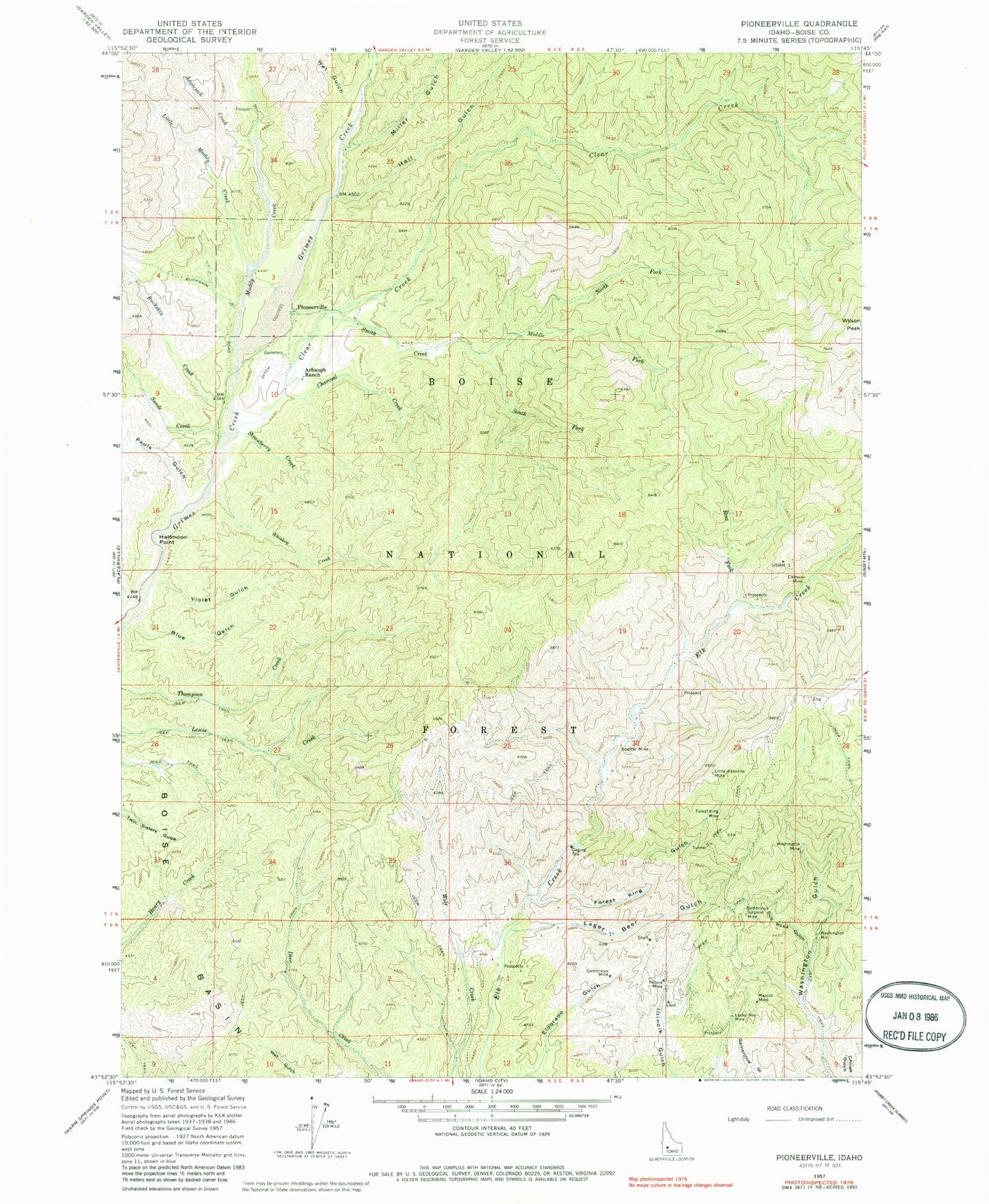 Classic USGS Pioneerville Idaho 7.5'x7.5' Topo Map Image
