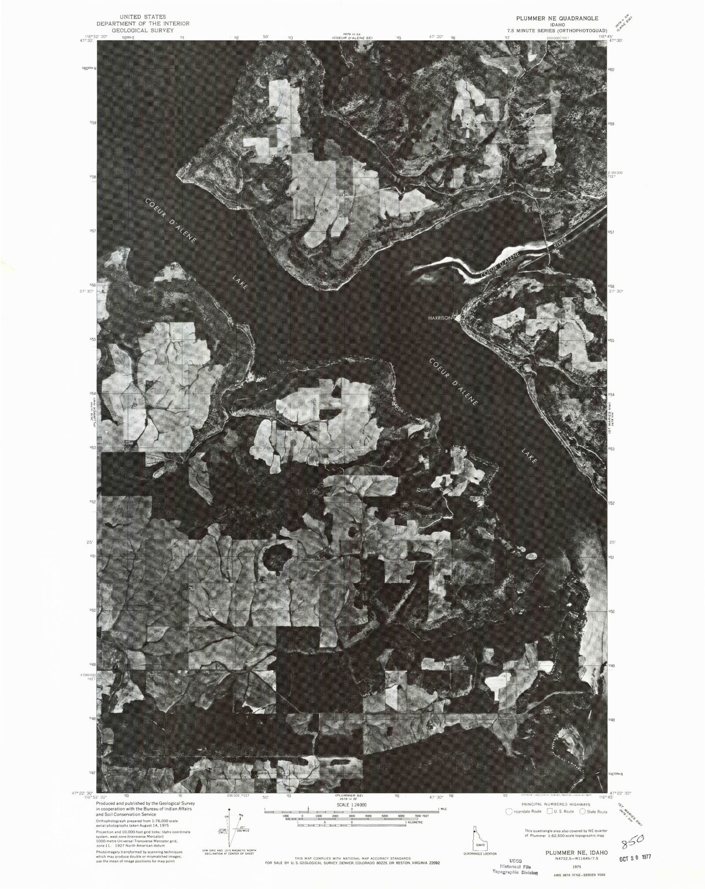Classic USGS Harrison Idaho 7.5'x7.5' Topo Map Image